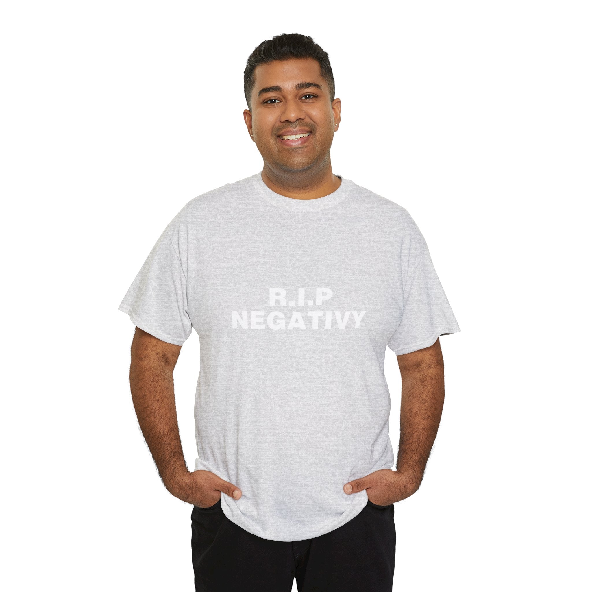 Unisex Heavy Cotton Tee - R.I.P. Negativity Graphic Tee for Positive Vibes