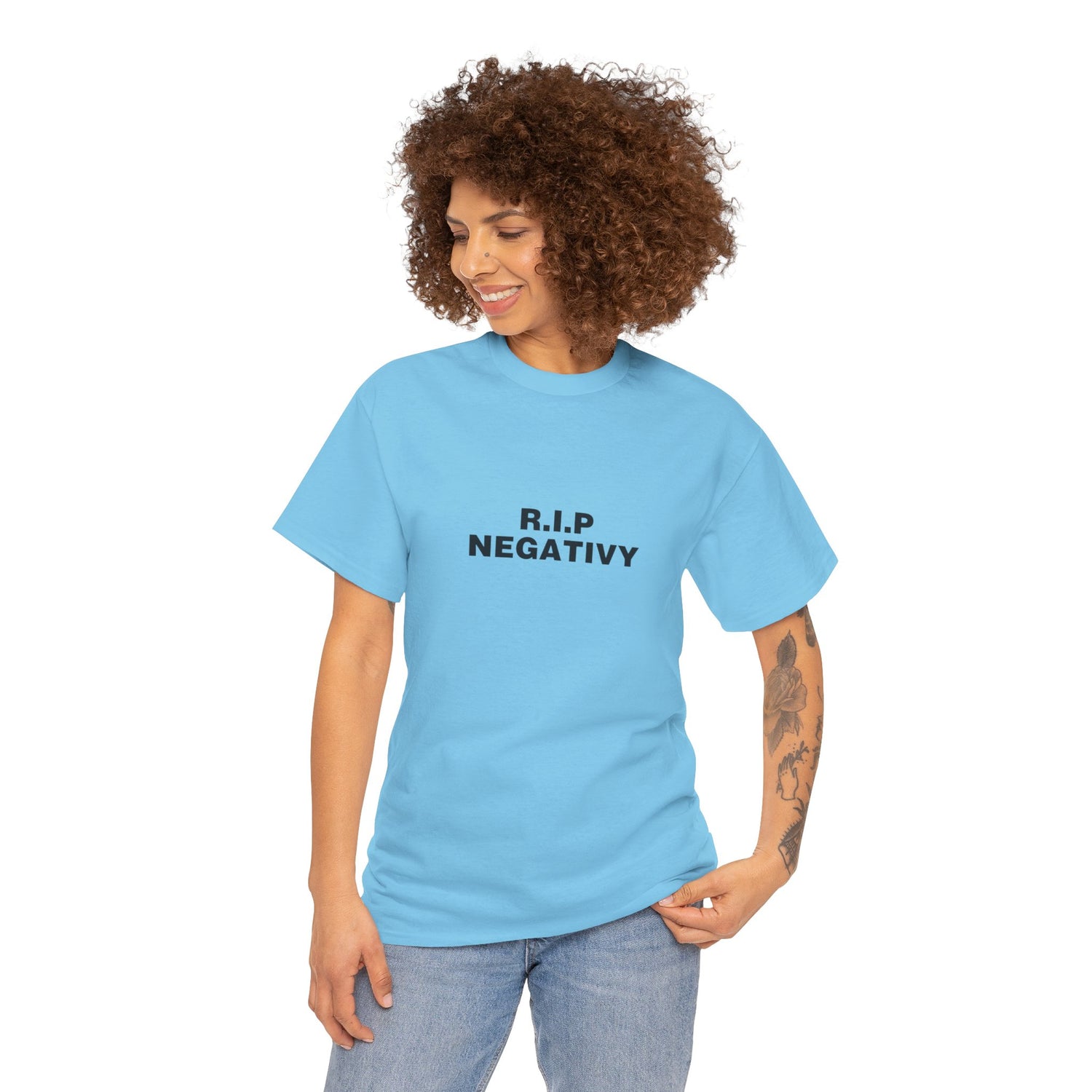 R.I.P. Negativity Unisex Heavy Cotton Tee - Positive Vibes T-Shirt for Everyday Wear