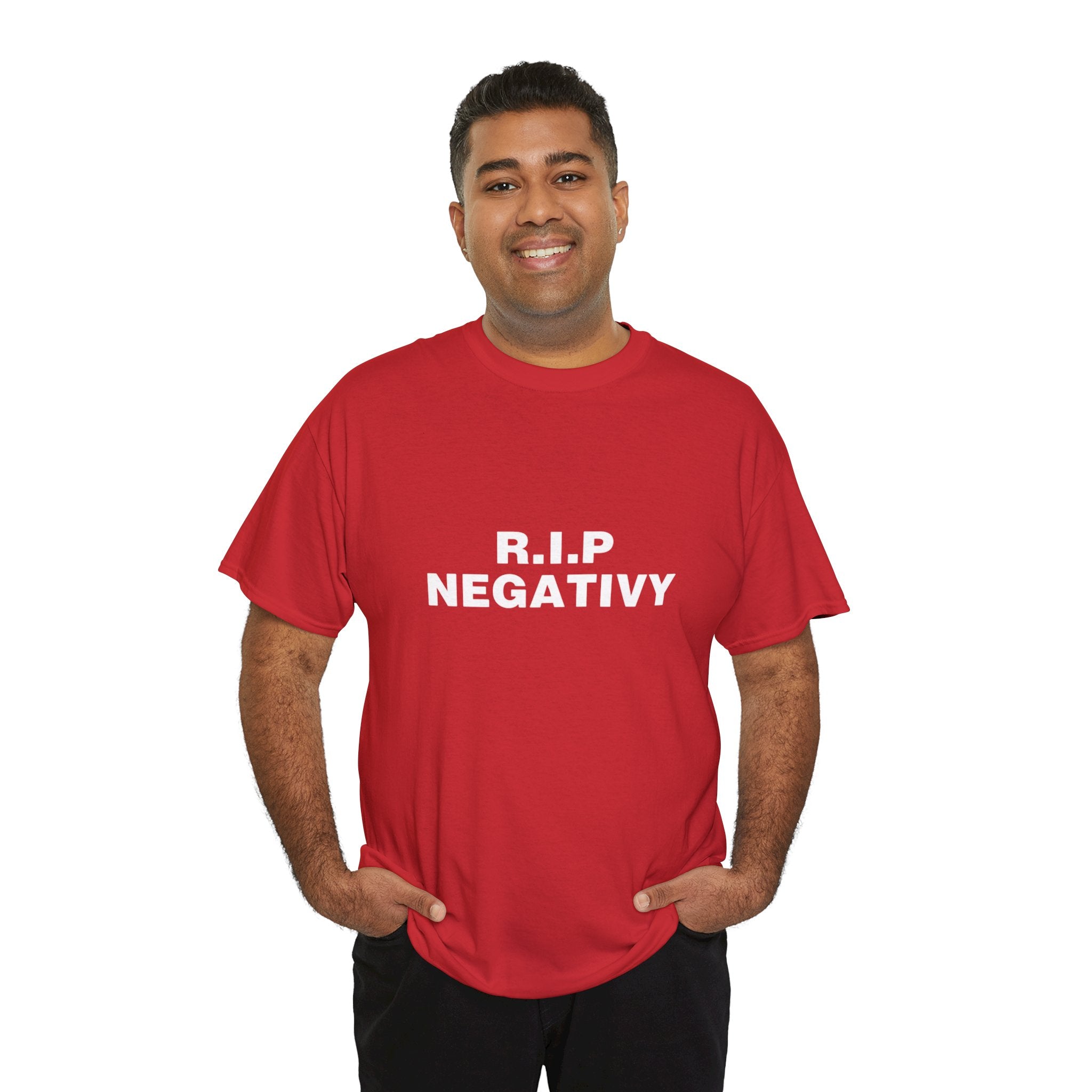 Unisex Heavy Cotton Tee - R.I.P. Negativity Graphic Tee for Positive Vibes