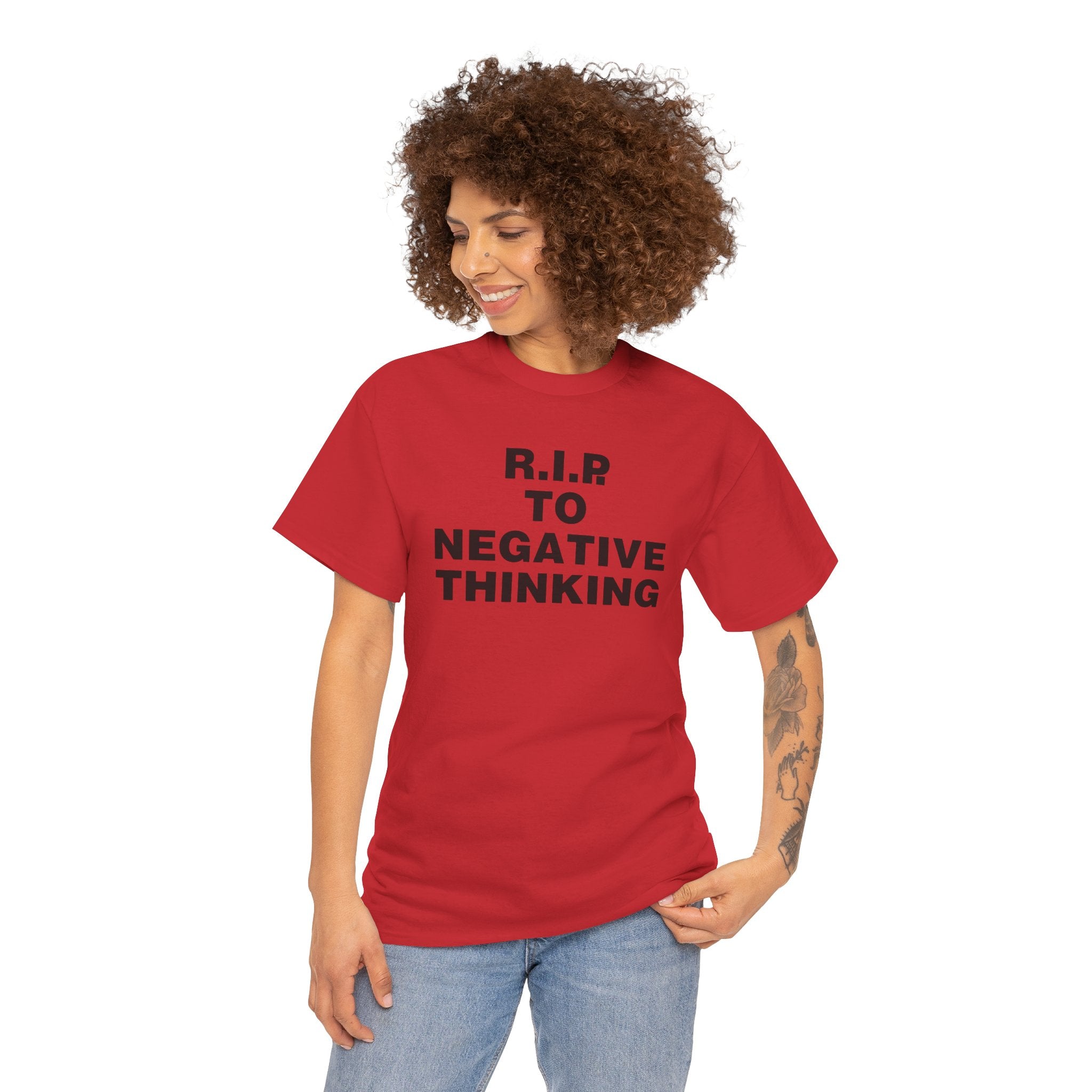 R.I.P. to Negative Thinking Unisex Heavy Cotton Tee - Positive Vibes T-Shirt