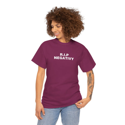 R.I.P. Negativity Unisex Heavy Cotton Tee - Embrace Positivity with Style