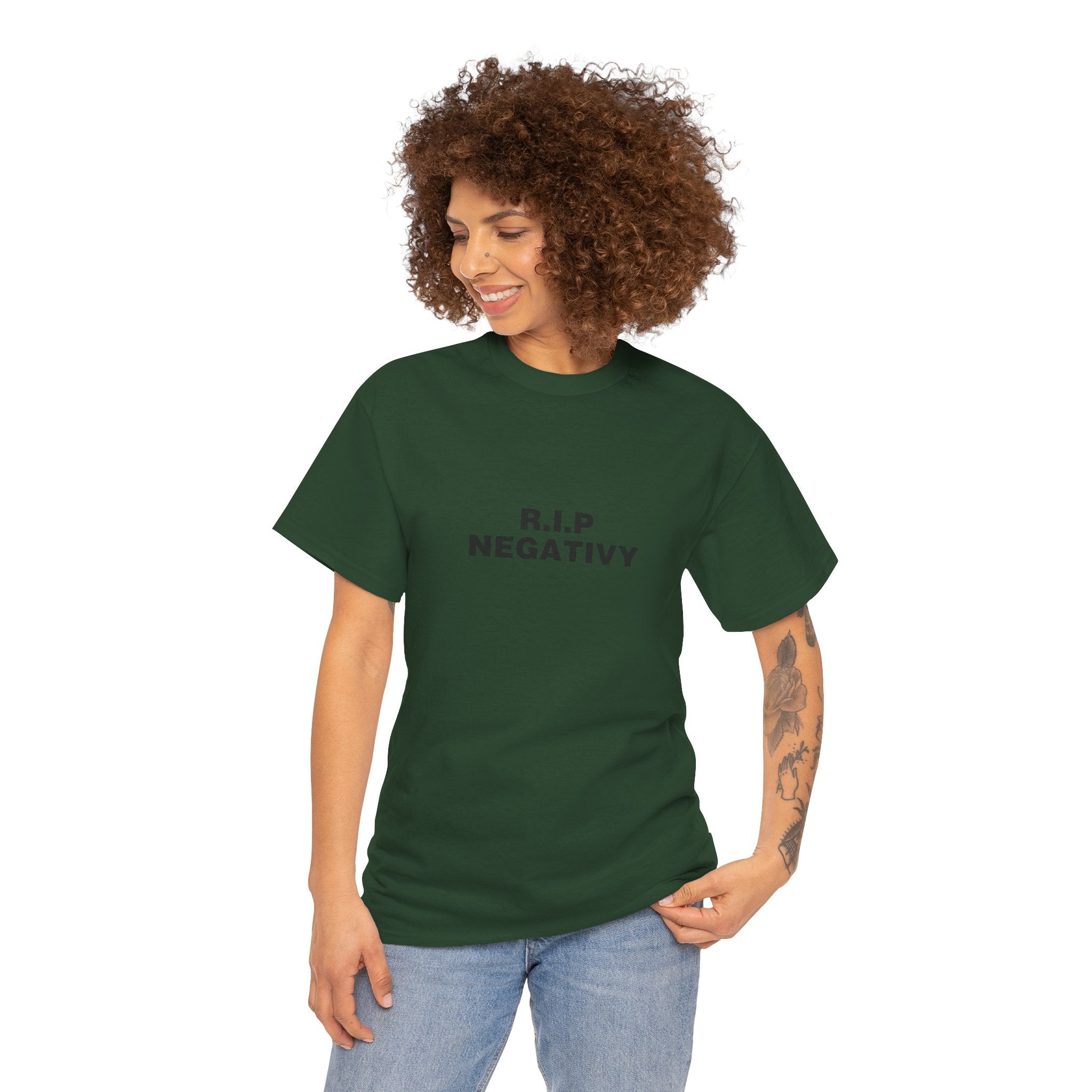 R.I.P. Negativity Unisex Heavy Cotton Tee - Positive Vibes T-Shirt for Everyday Wear