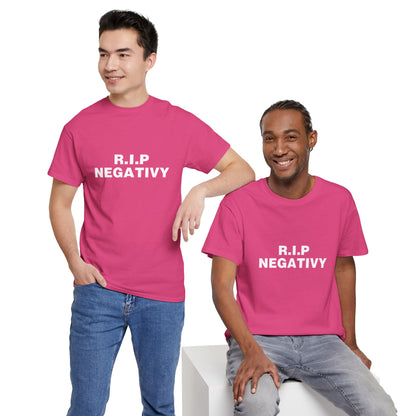 Unisex Heavy Cotton Tee - R.I.P. Negativity Graphic Tee for Positive Vibes