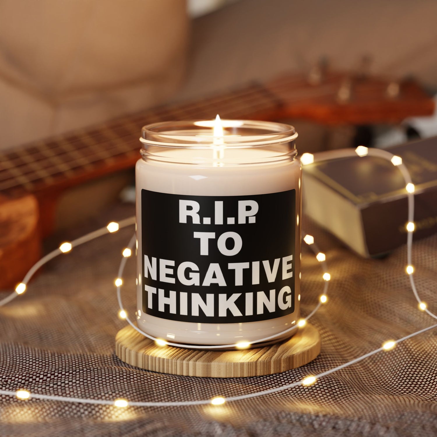 R.I.P. to Negative Thinking Scented Soy Candle - 9oz Motivational Home Fragrance