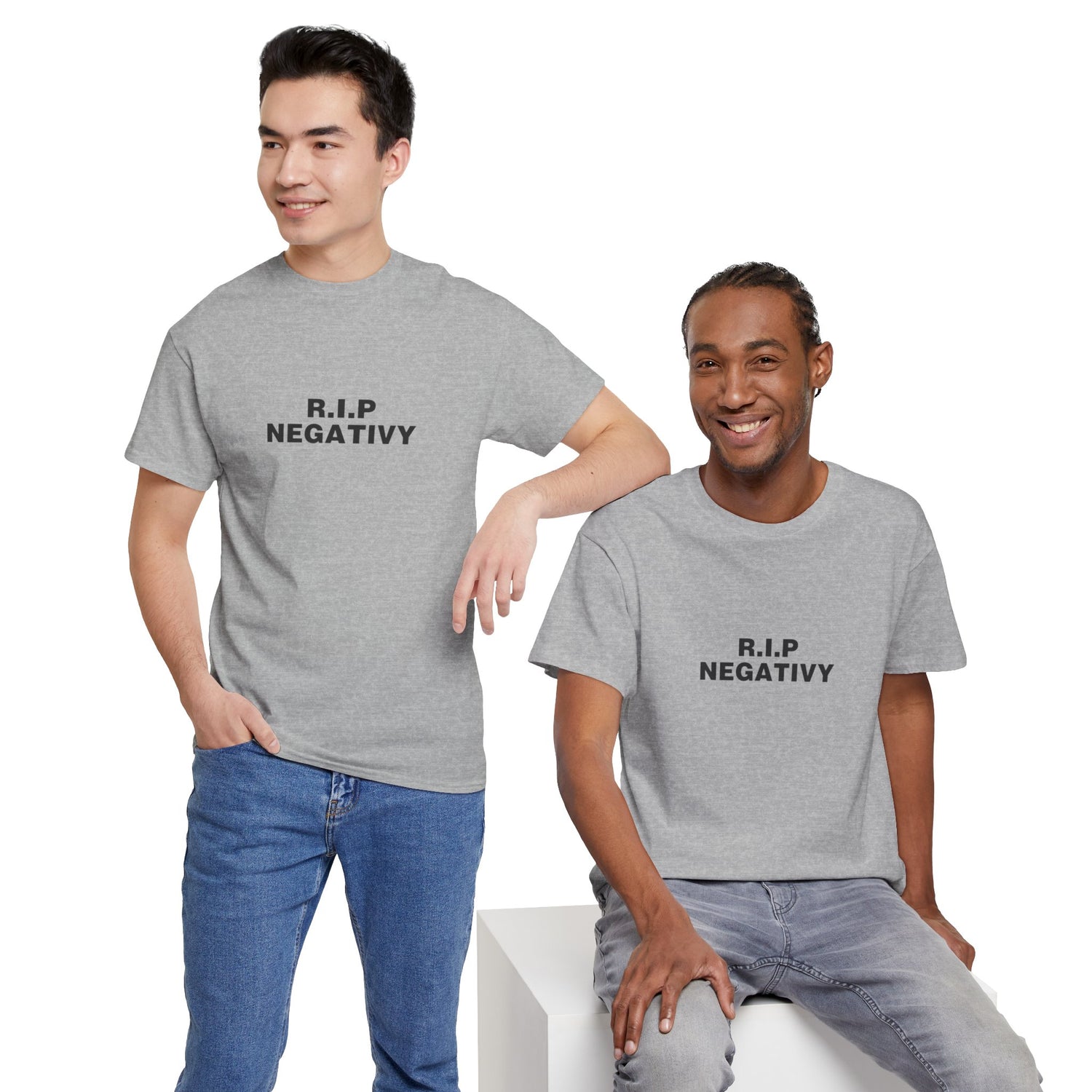 R.I.P. Negativity Unisex Heavy Cotton Tee - Positive Vibes T-Shirt for Everyday Wear