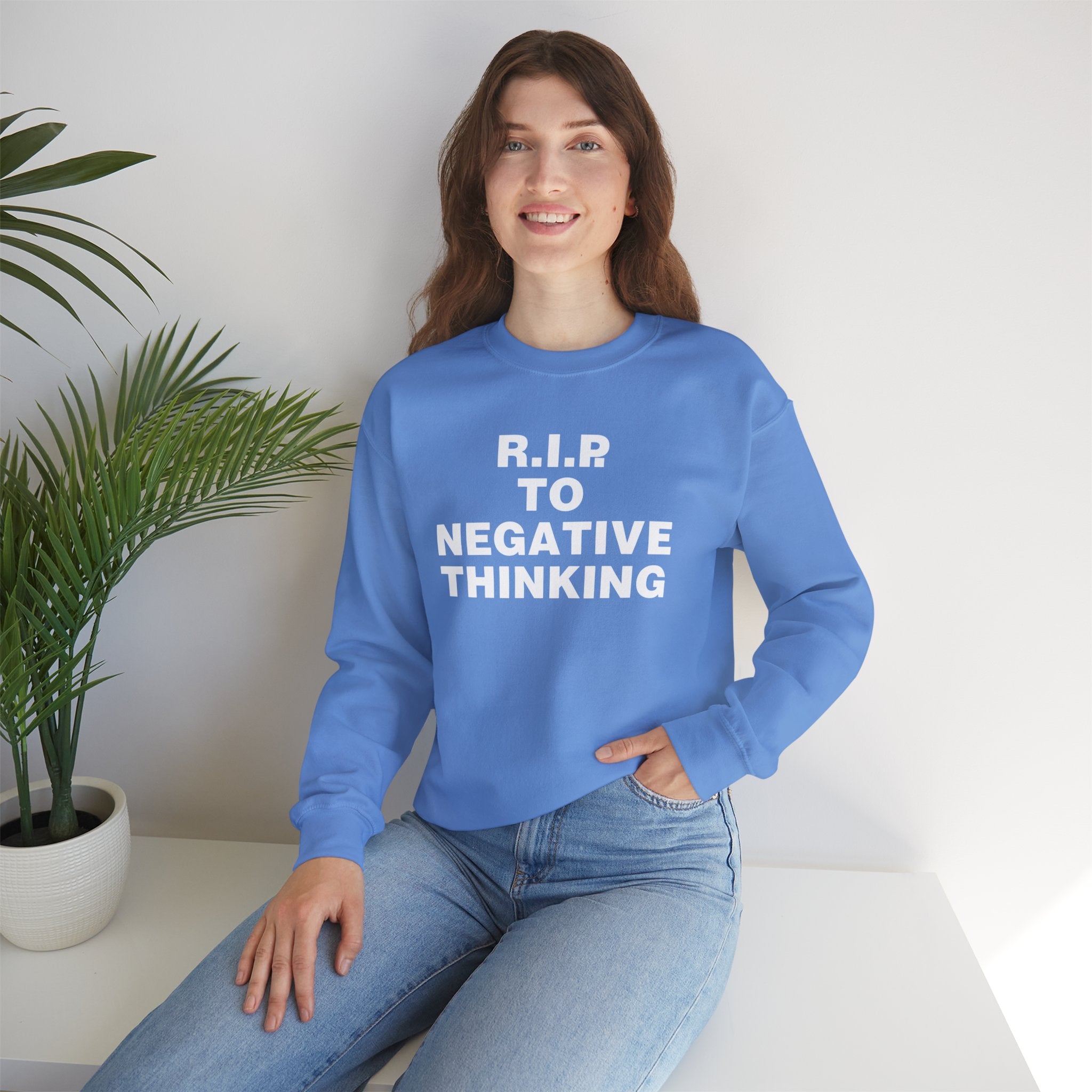 R.I.P. to Negative Thinking Unisex Heavy Blend Crewneck Sweatshirt - Cozy Motivational Apparel