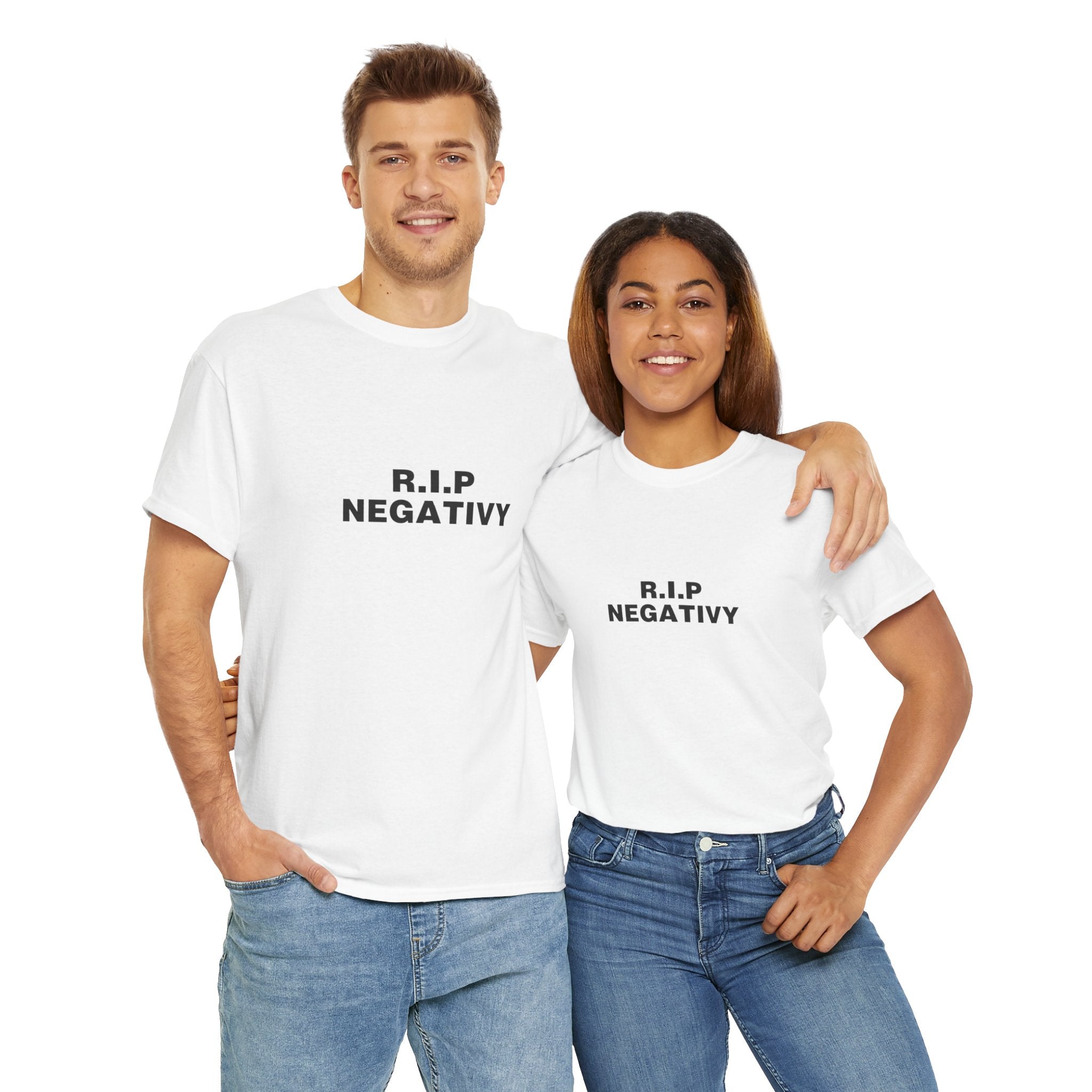 R.I.P. Negativity Unisex Heavy Cotton Tee - Positive Vibes T-Shirt for Everyday Wear