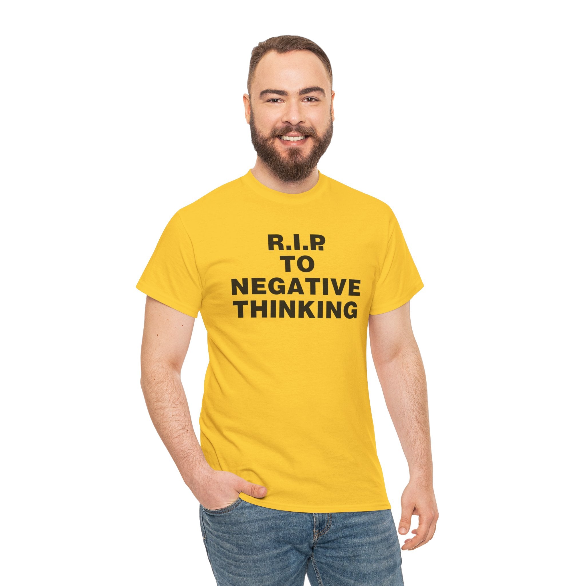 R.I.P. to Negative Thinking Unisex Heavy Cotton Tee - Positive Vibes T-Shirt