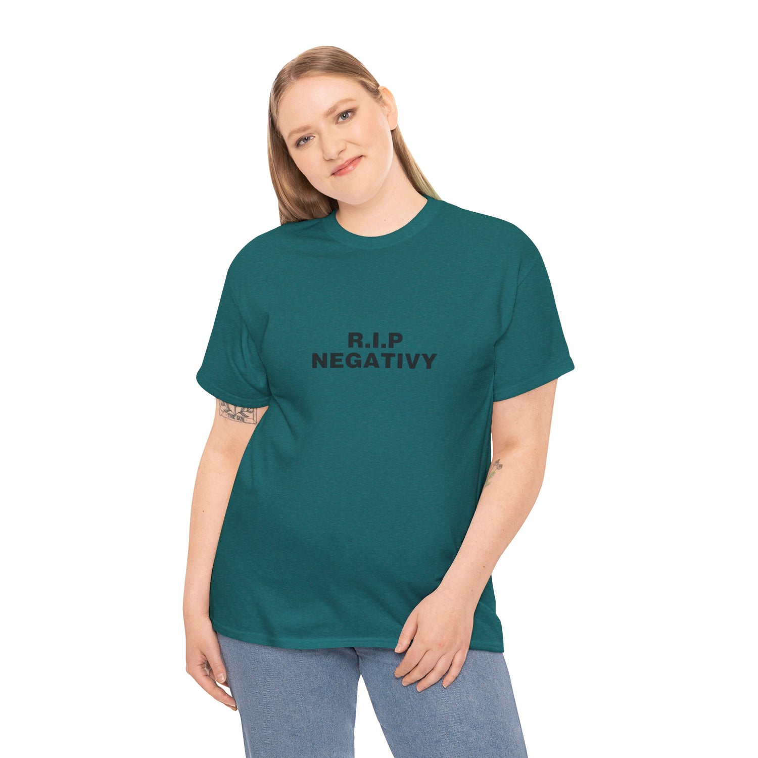 R.I.P. Negativity Unisex Heavy Cotton Tee - Positive Vibes T-Shirt for Everyday Wear