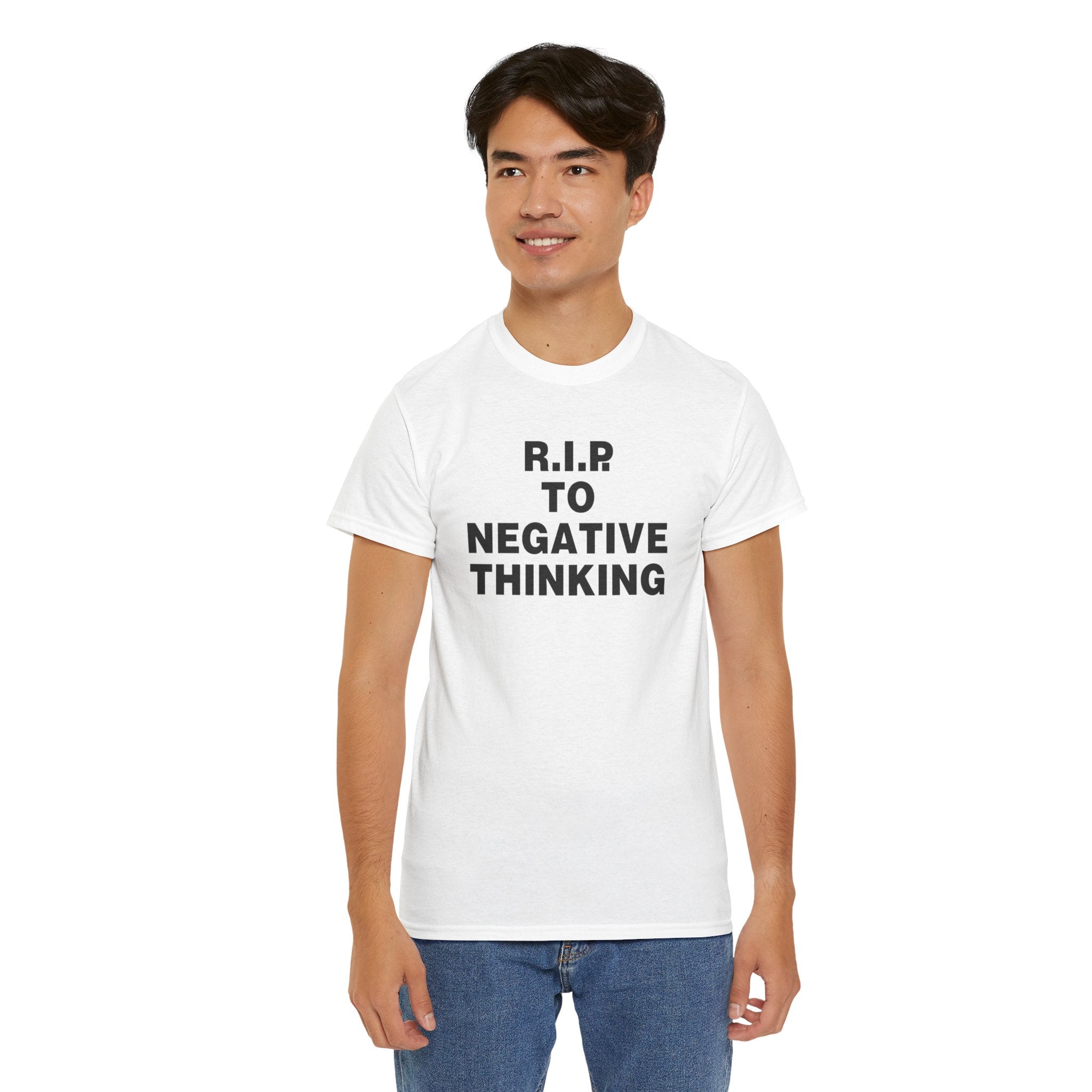 R.I.P. to Negative Thinking Unisex Heavy Cotton Tee - Positive Vibes T-Shirt