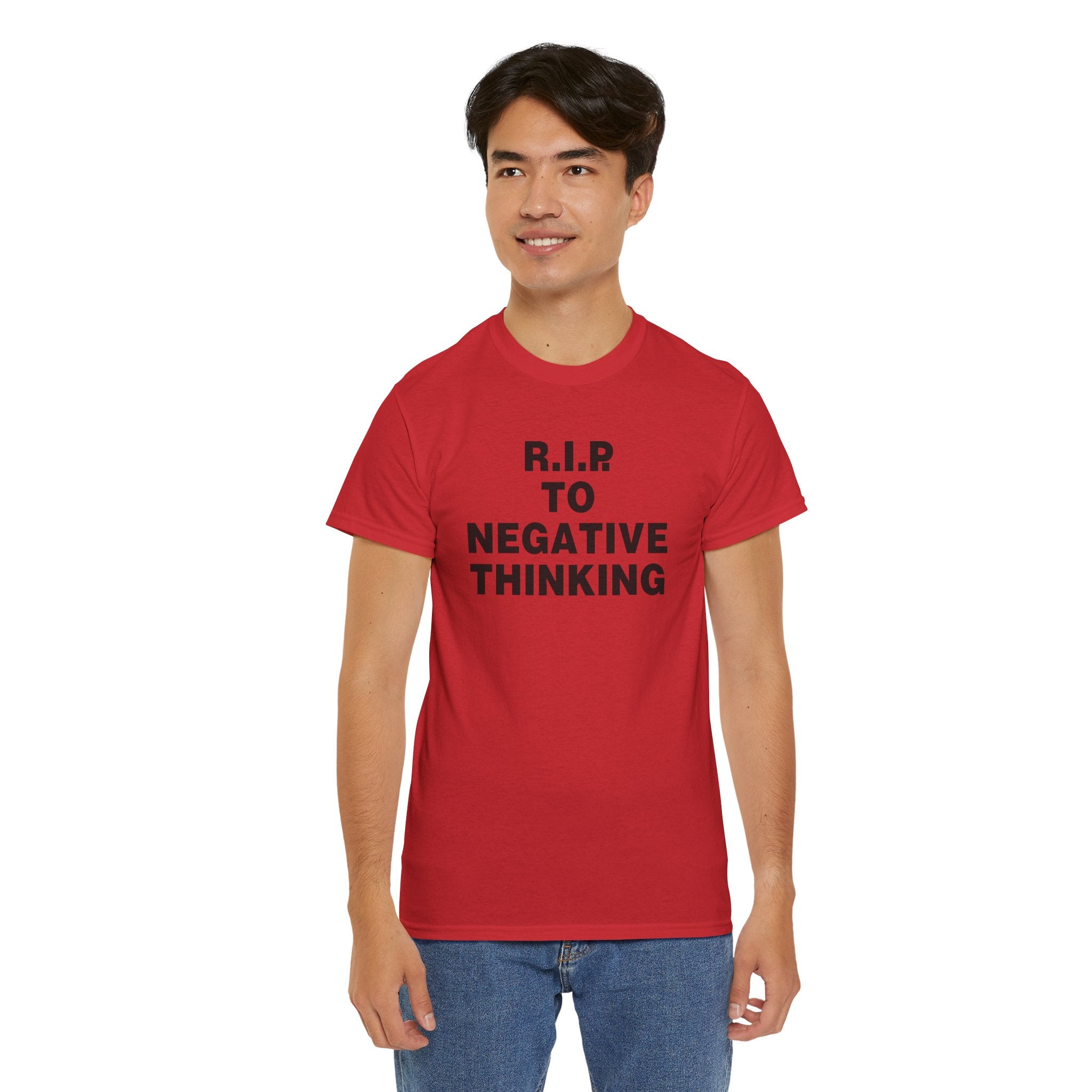 R.I.P. to Negative Thinking Unisex Heavy Cotton Tee - Positive Vibes T-Shirt