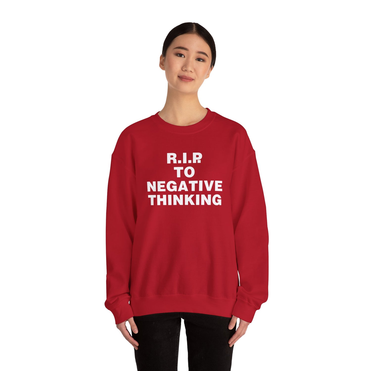 R.I.P. to Negative Thinking Unisex Heavy Blend Crewneck Sweatshirt - Cozy Motivational Apparel