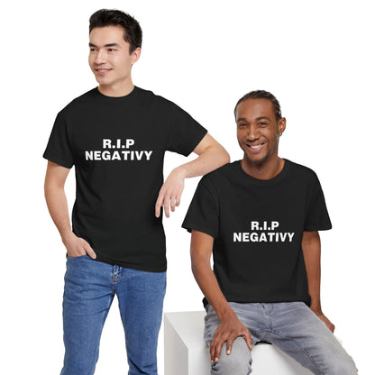 Unisex Heavy Cotton Tee - R.I.P. Negativity Graphic Tee for Positive Vibes