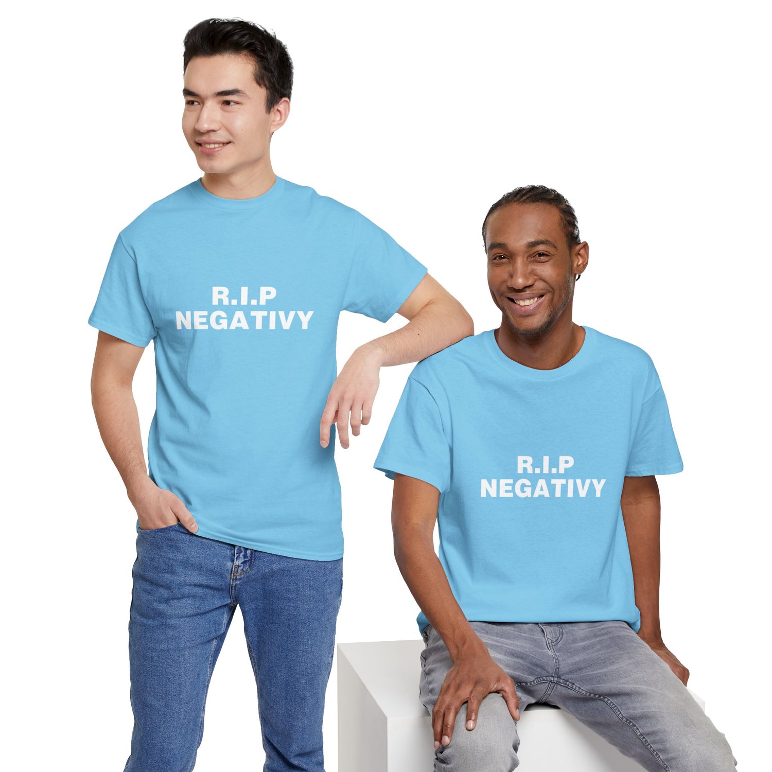 Unisex Heavy Cotton Tee - R.I.P. Negativity Graphic Tee for Positive Vibes