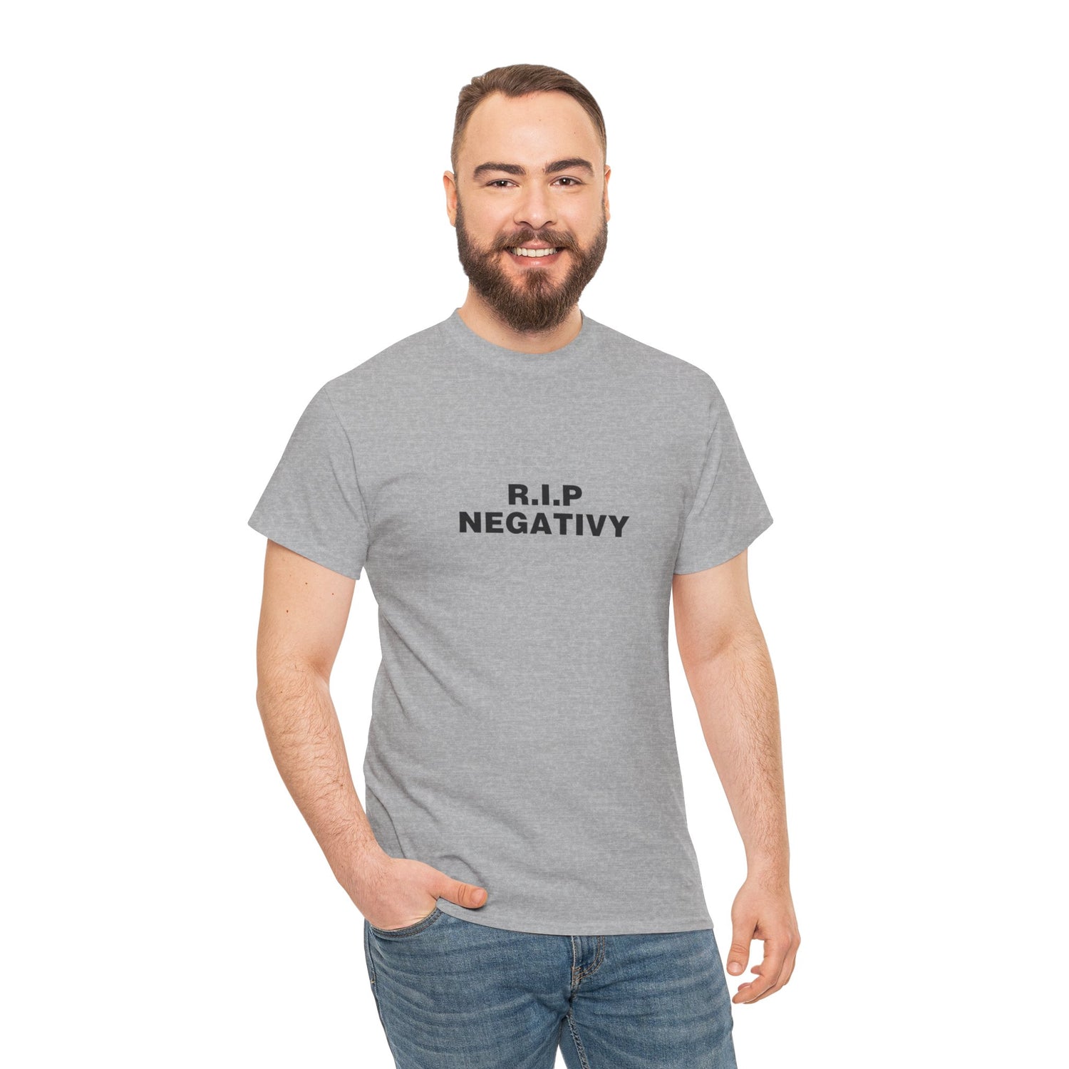 R.I.P. Negativity Unisex Heavy Cotton Tee - Positive Vibes T-Shirt for Everyday Wear