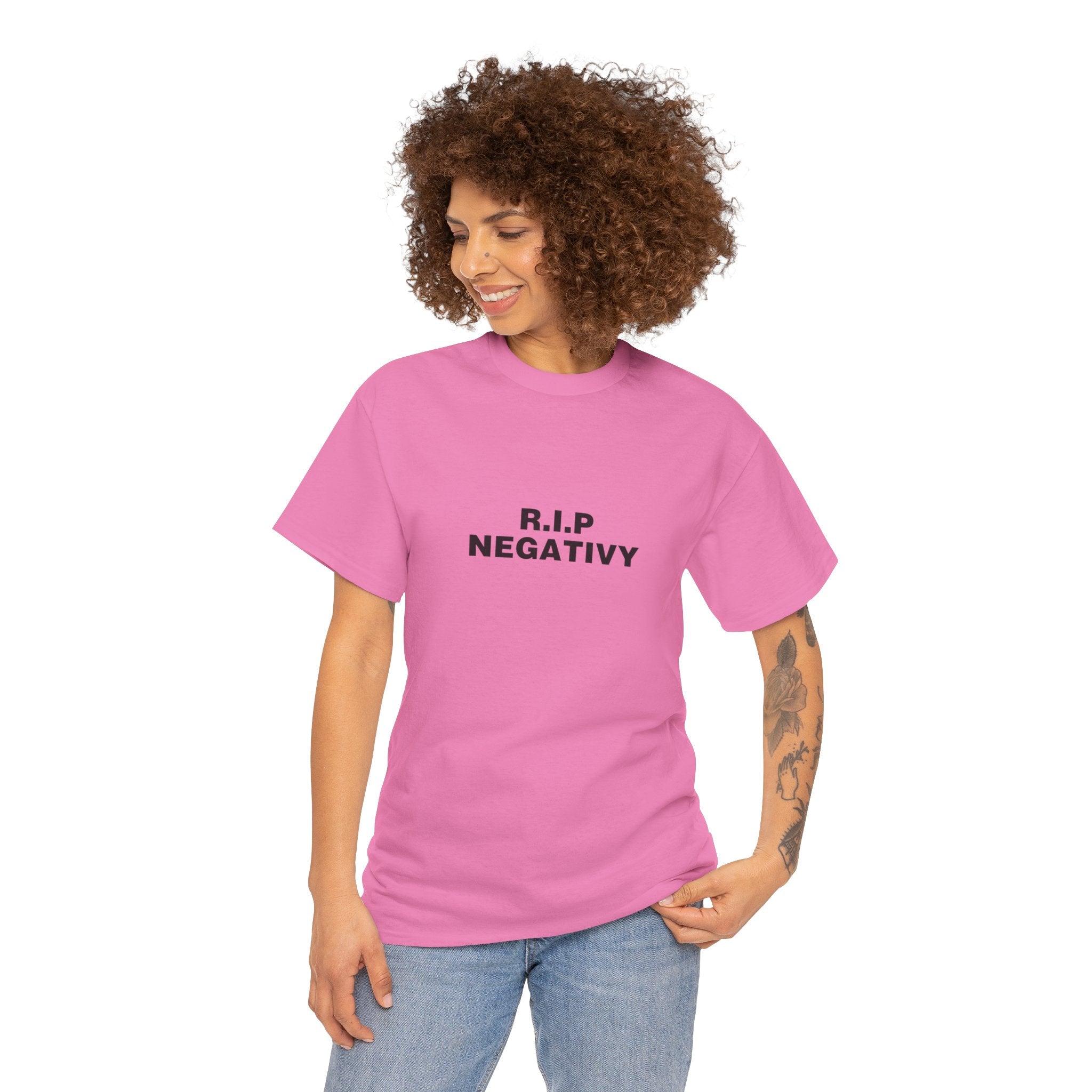 R.I.P. Negativity Unisex Heavy Cotton Tee - Positive Vibes T-Shirt for Everyday Wear