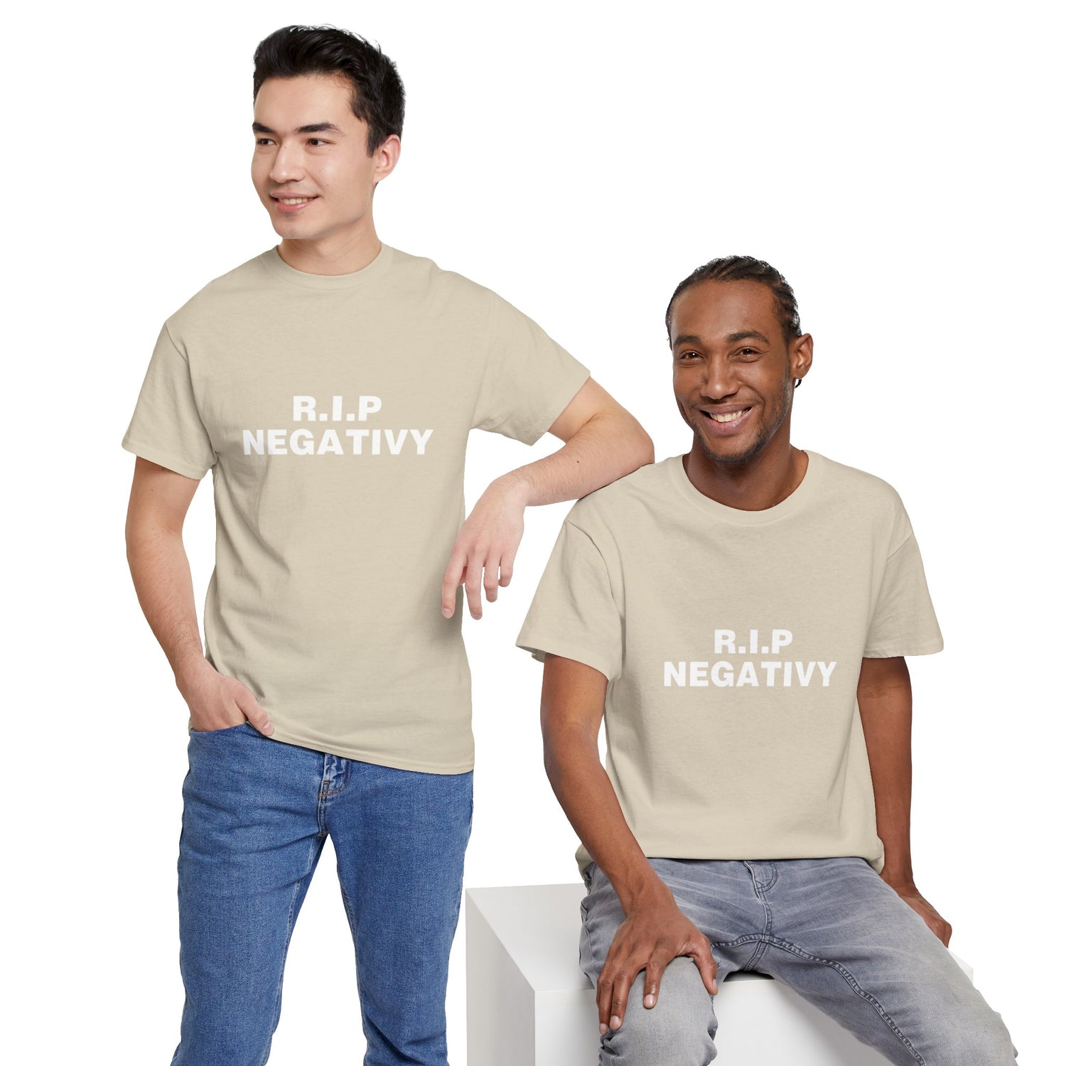 Unisex Heavy Cotton Tee - R.I.P. Negativity Graphic Tee for Positive Vibes