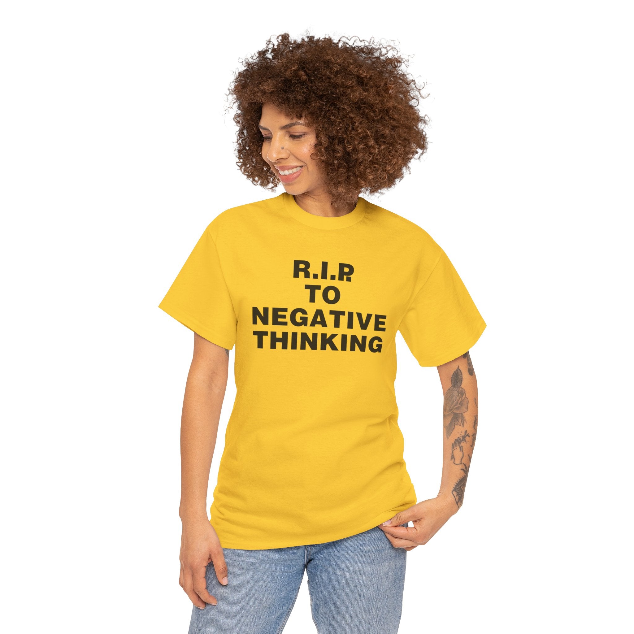 R.I.P. to Negative Thinking Unisex Heavy Cotton Tee - Positive Vibes T-Shirt