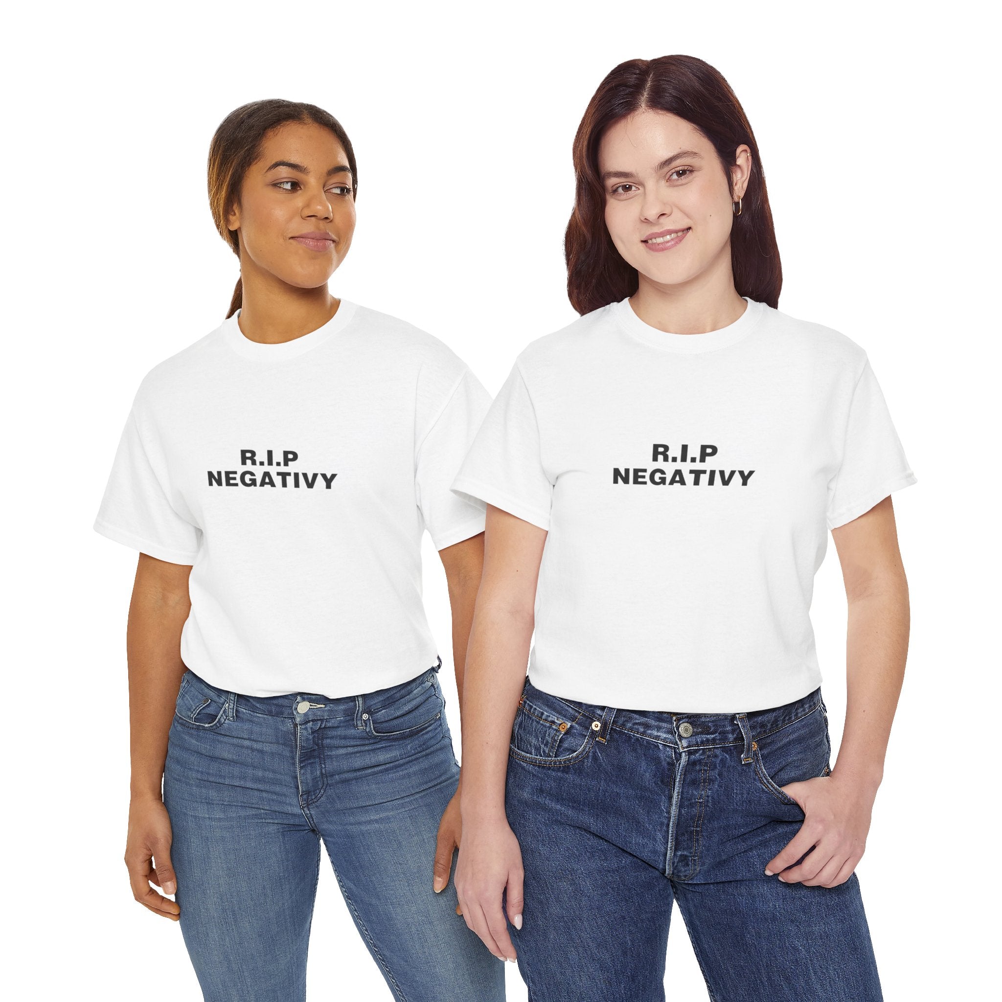 R.I.P. Negativity Unisex Heavy Cotton Tee - Positive Vibes T-Shirt for Everyday Wear