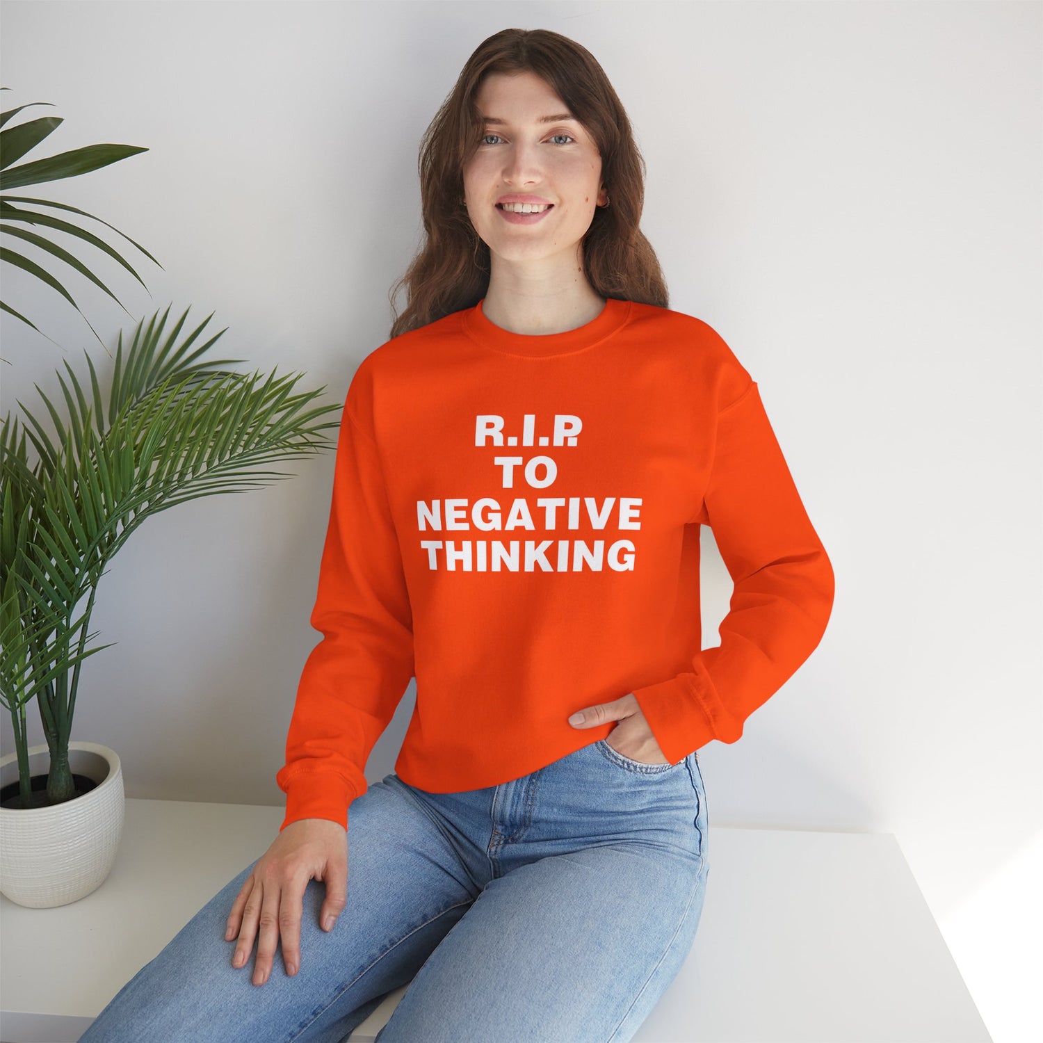 R.I.P. to Negative Thinking Unisex Heavy Blend Crewneck Sweatshirt - Cozy Motivational Apparel