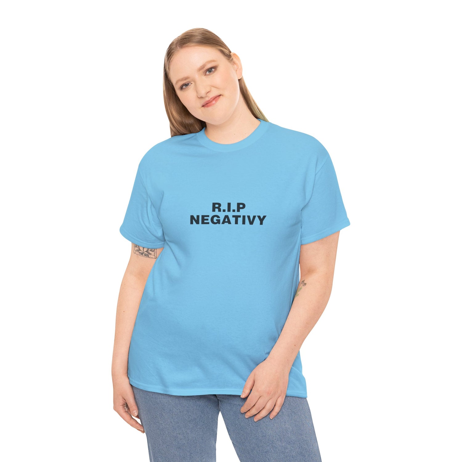 R.I.P. Negativity Unisex Heavy Cotton Tee - Positive Vibes T-Shirt for Everyday Wear