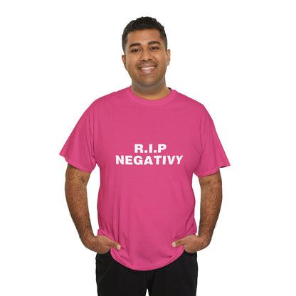 Unisex Heavy Cotton Tee - R.I.P. Negativity Graphic Tee for Positive Vibes