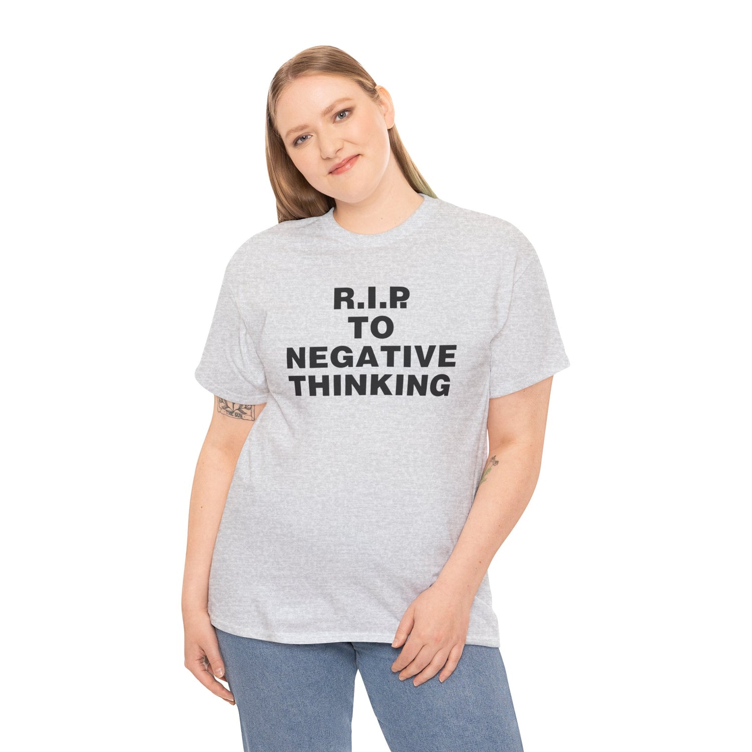 R.I.P. to Negative Thinking Unisex Heavy Cotton Tee - Positive Vibes T-Shirt