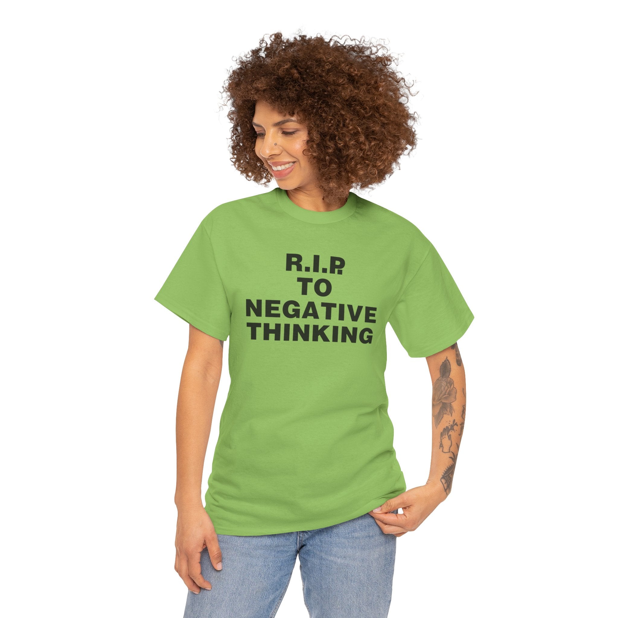 R.I.P. to Negative Thinking Unisex Heavy Cotton Tee - Positive Vibes T-Shirt