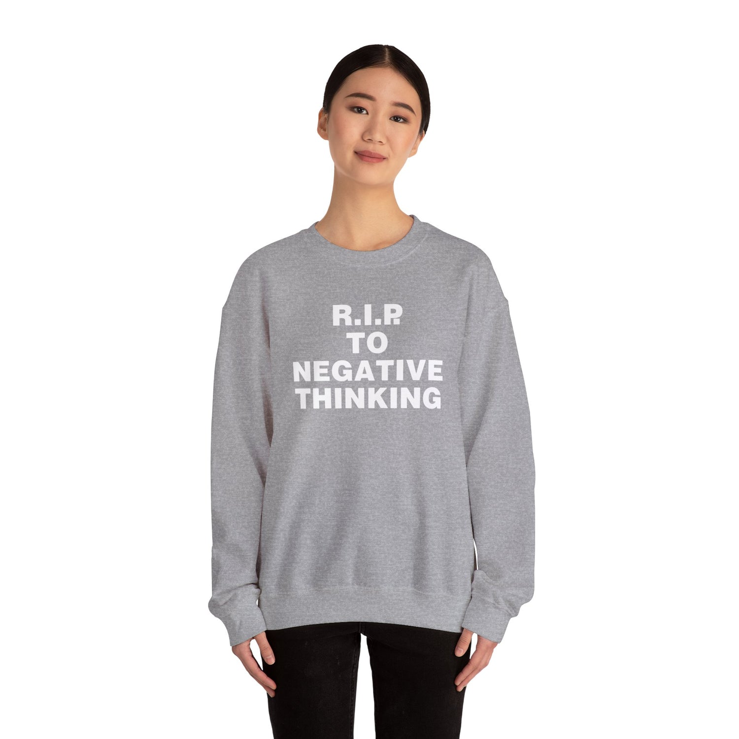 R.I.P. to Negative Thinking Unisex Heavy Blend Crewneck Sweatshirt - Cozy Motivational Apparel