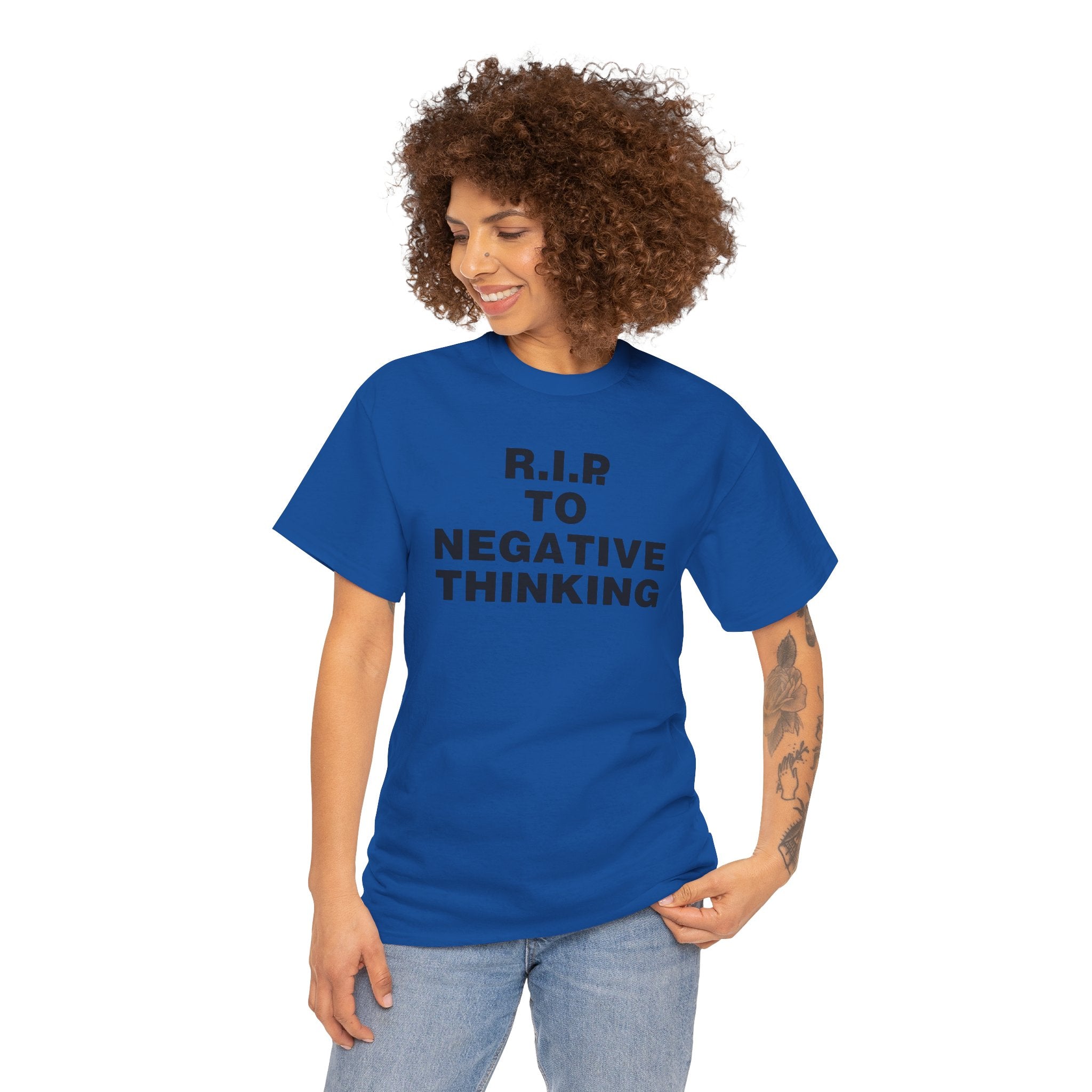 R.I.P. to Negative Thinking Unisex Heavy Cotton Tee - Positive Vibes T-Shirt