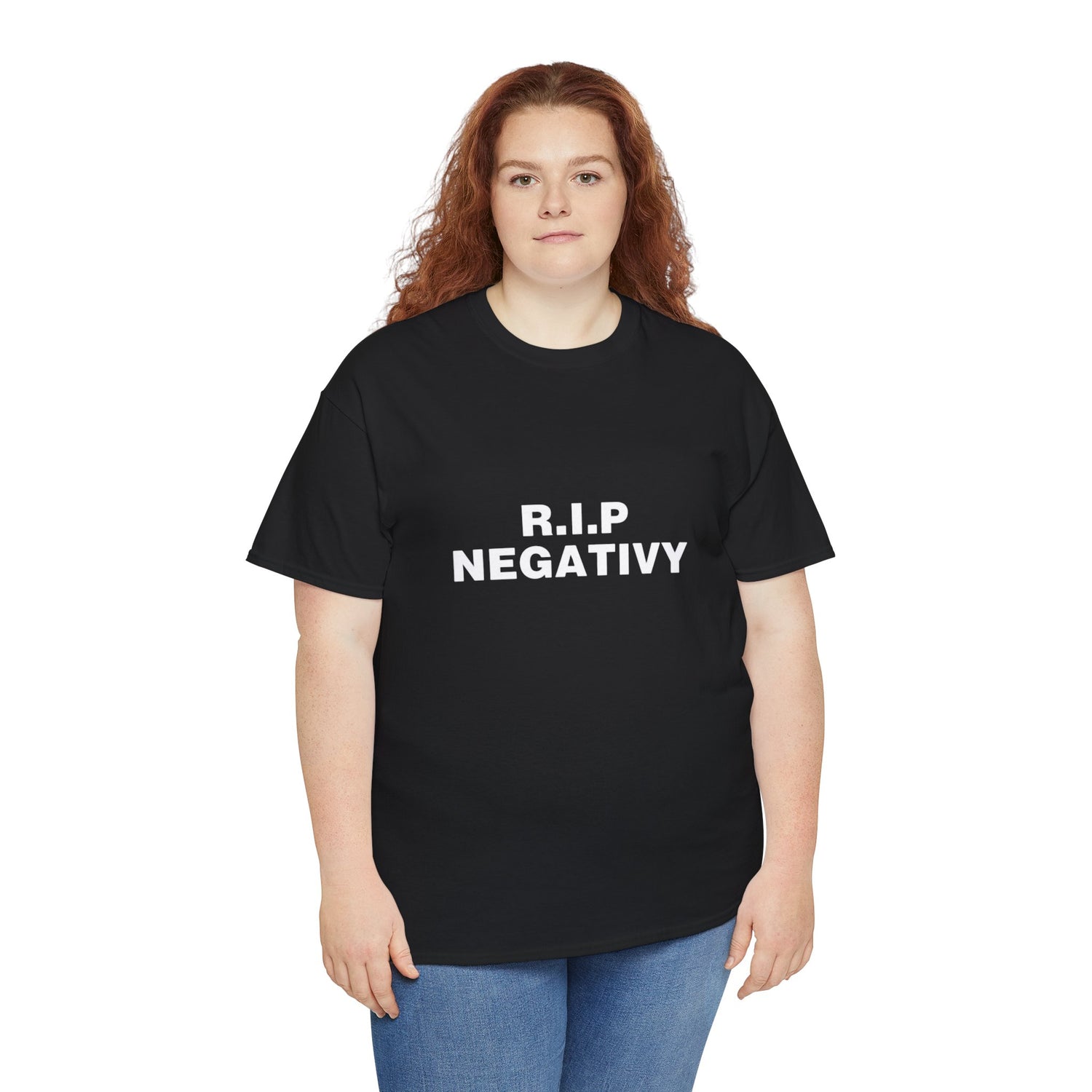 Unisex Heavy Cotton Tee - R.I.P. Negativity Graphic Tee for Positive Vibes