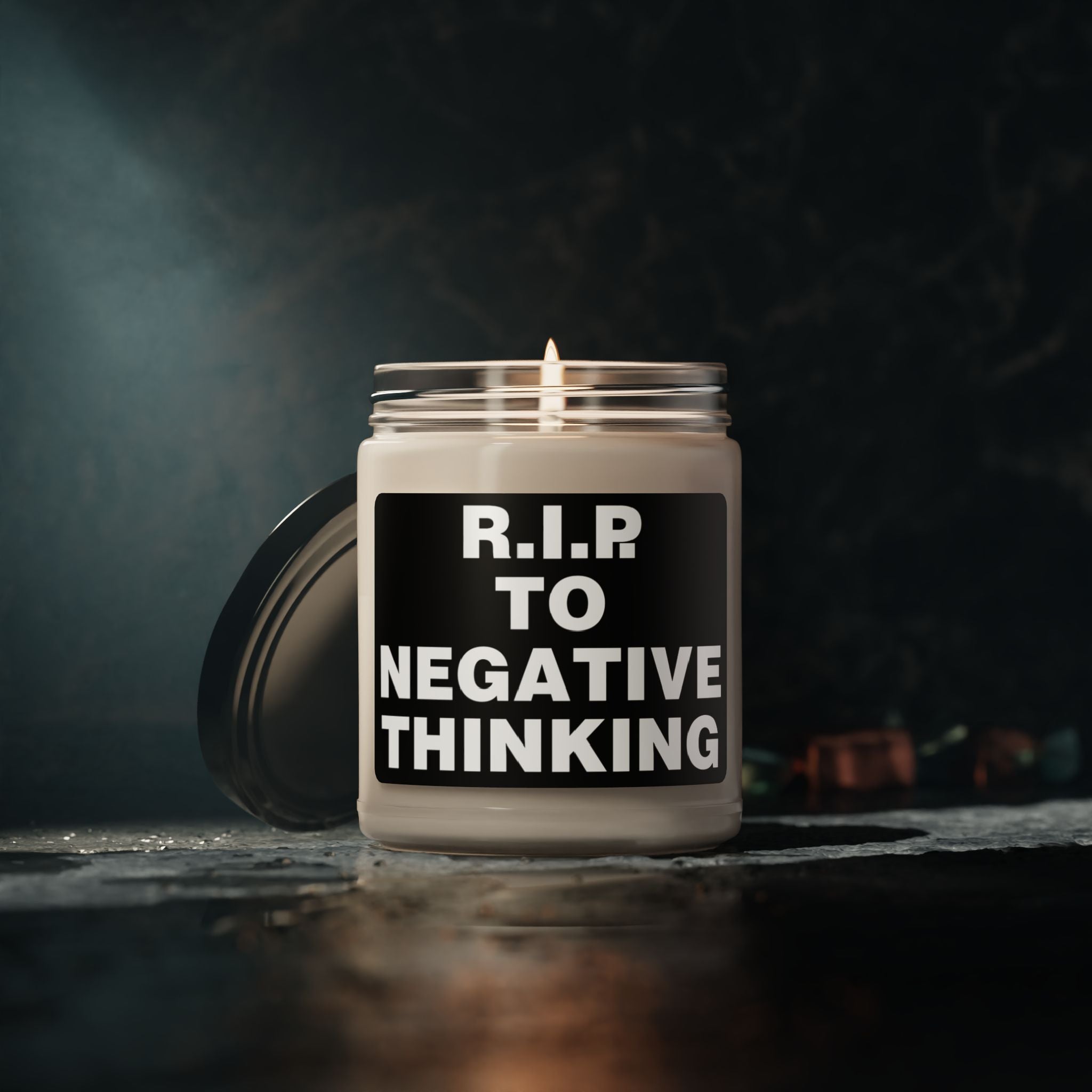 R.I.P. to Negative Thinking Scented Soy Candle - 9oz Motivational Home Fragrance