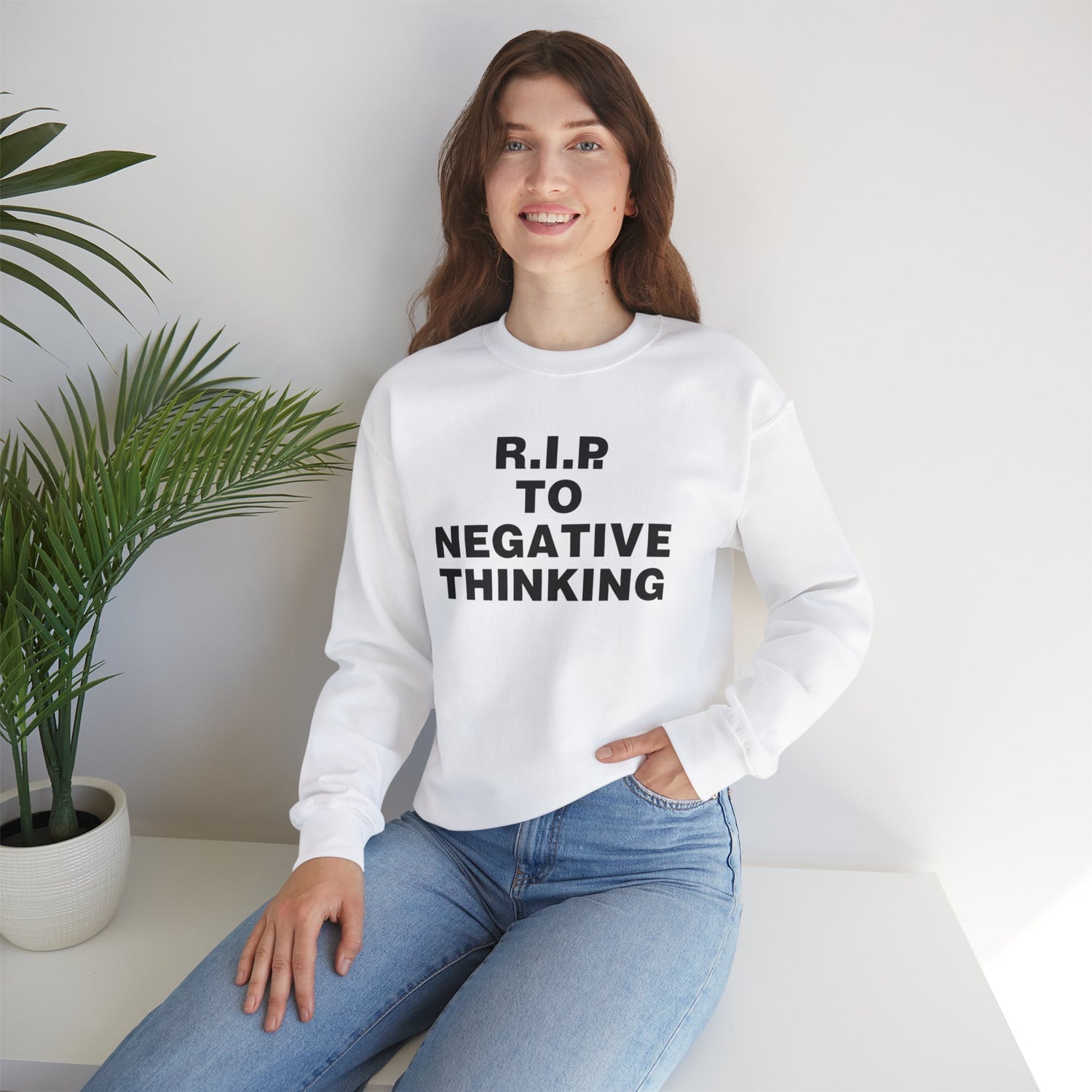 R.I.P. to Negative Thinking Crewneck Sweatshirt | Unisex Heavy Blend™