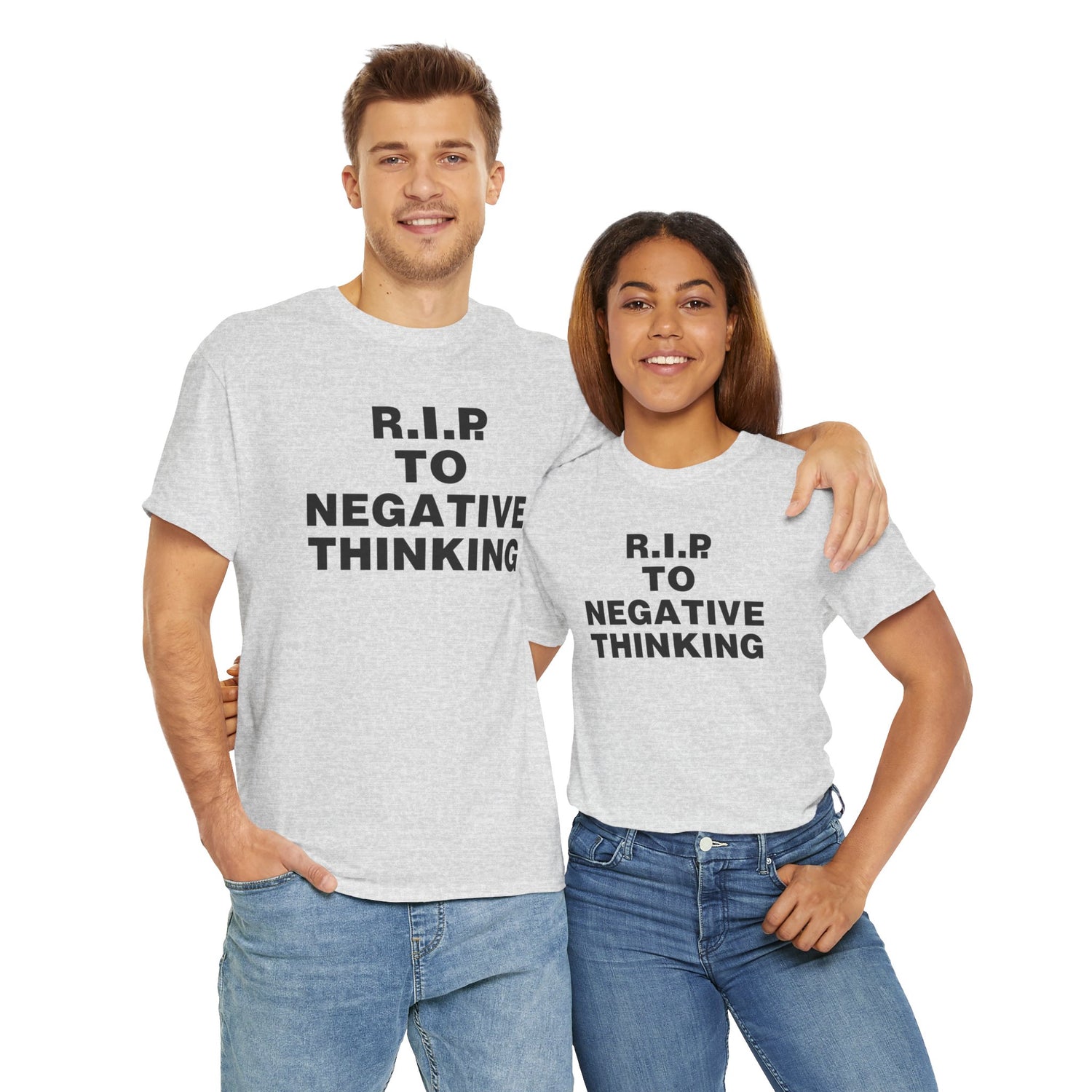 R.I.P. to Negative Thinking Unisex Heavy Cotton Tee - Positive Vibes T-Shirt