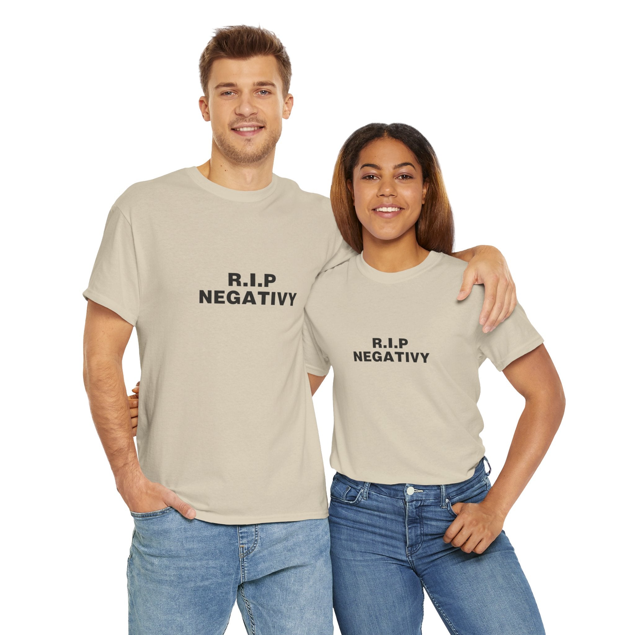 R.I.P. Negativity Unisex Heavy Cotton Tee - Positive Vibes T-Shirt for Everyday Wear