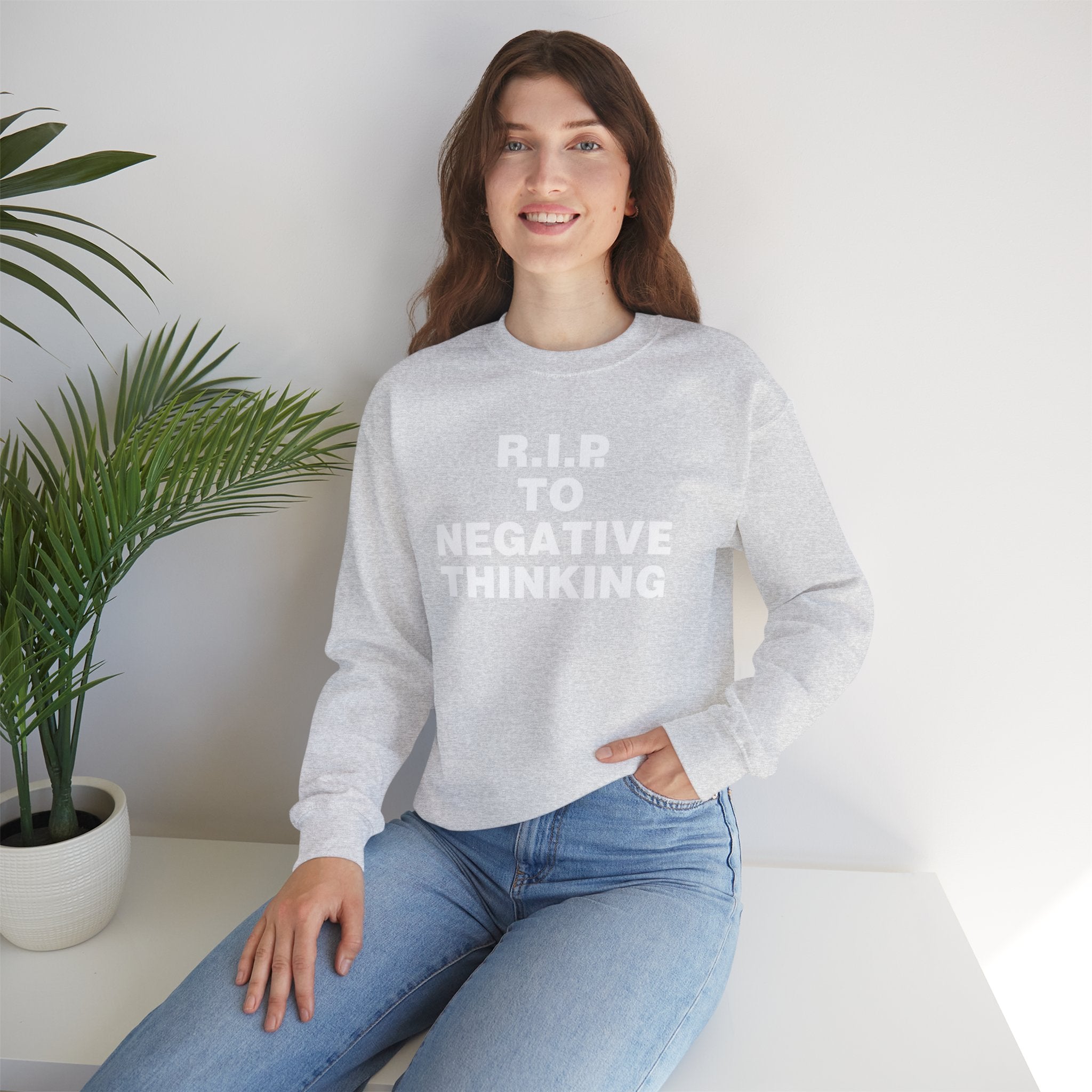 R.I.P. to Negative Thinking Unisex Heavy Blend Crewneck Sweatshirt - Cozy Motivational Apparel