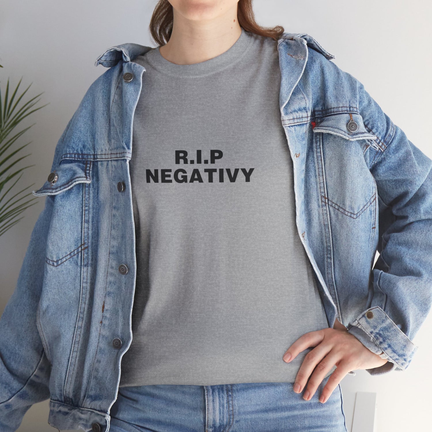 R.I.P. Negativity Unisex Heavy Cotton Tee - Positive Vibes T-Shirt for Everyday Wear