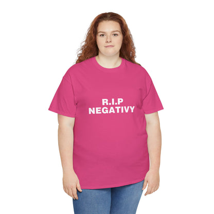 Unisex Heavy Cotton Tee - R.I.P. Negativity Graphic Tee for Positive Vibes