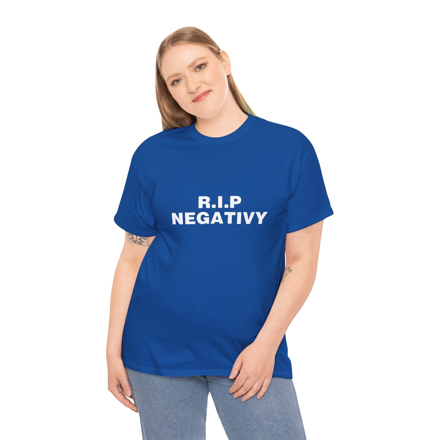 Unisex Heavy Cotton Tee - R.I.P. Negativity Graphic Tee for Positive Vibes