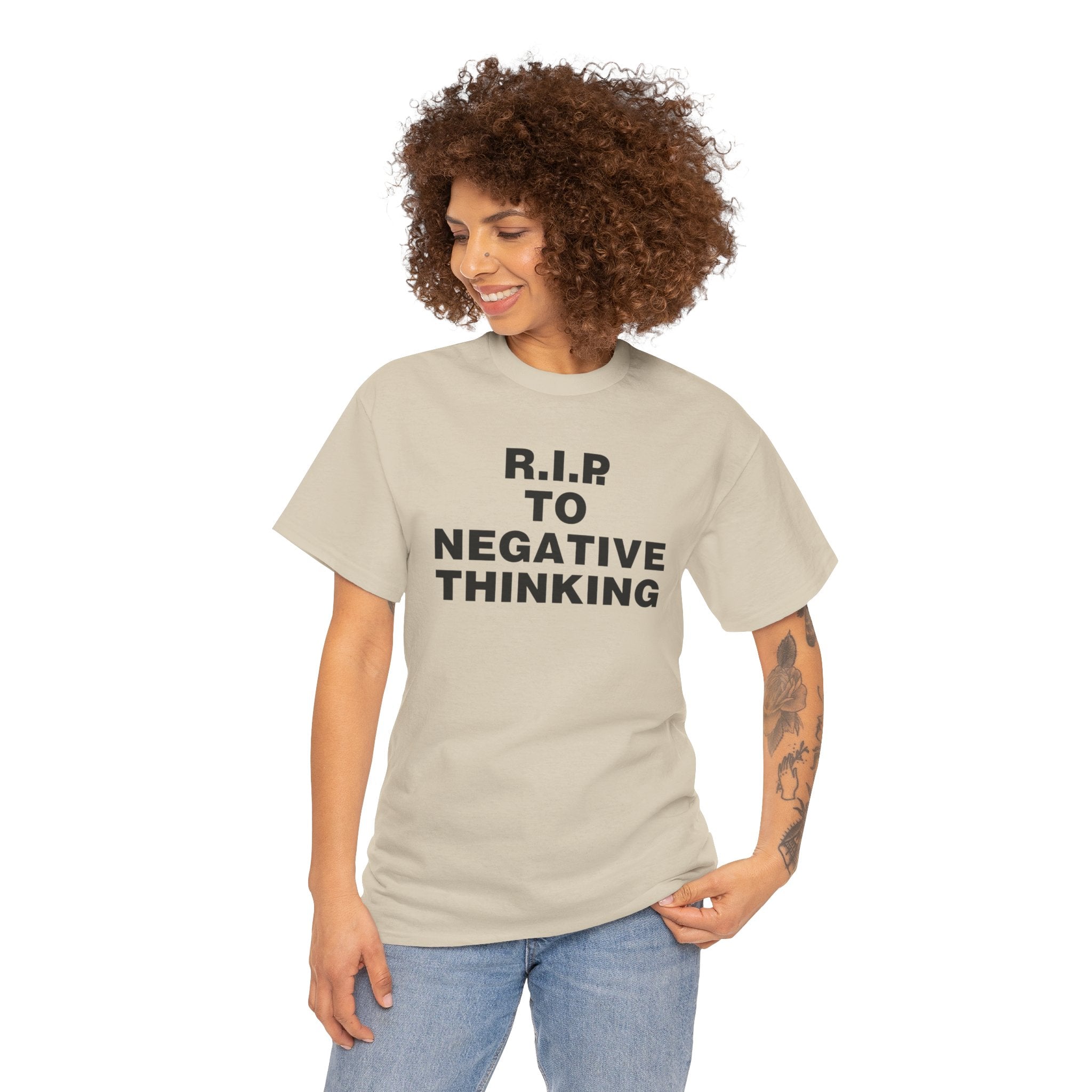 R.I.P. to Negative Thinking Unisex Heavy Cotton Tee - Positive Vibes T-Shirt