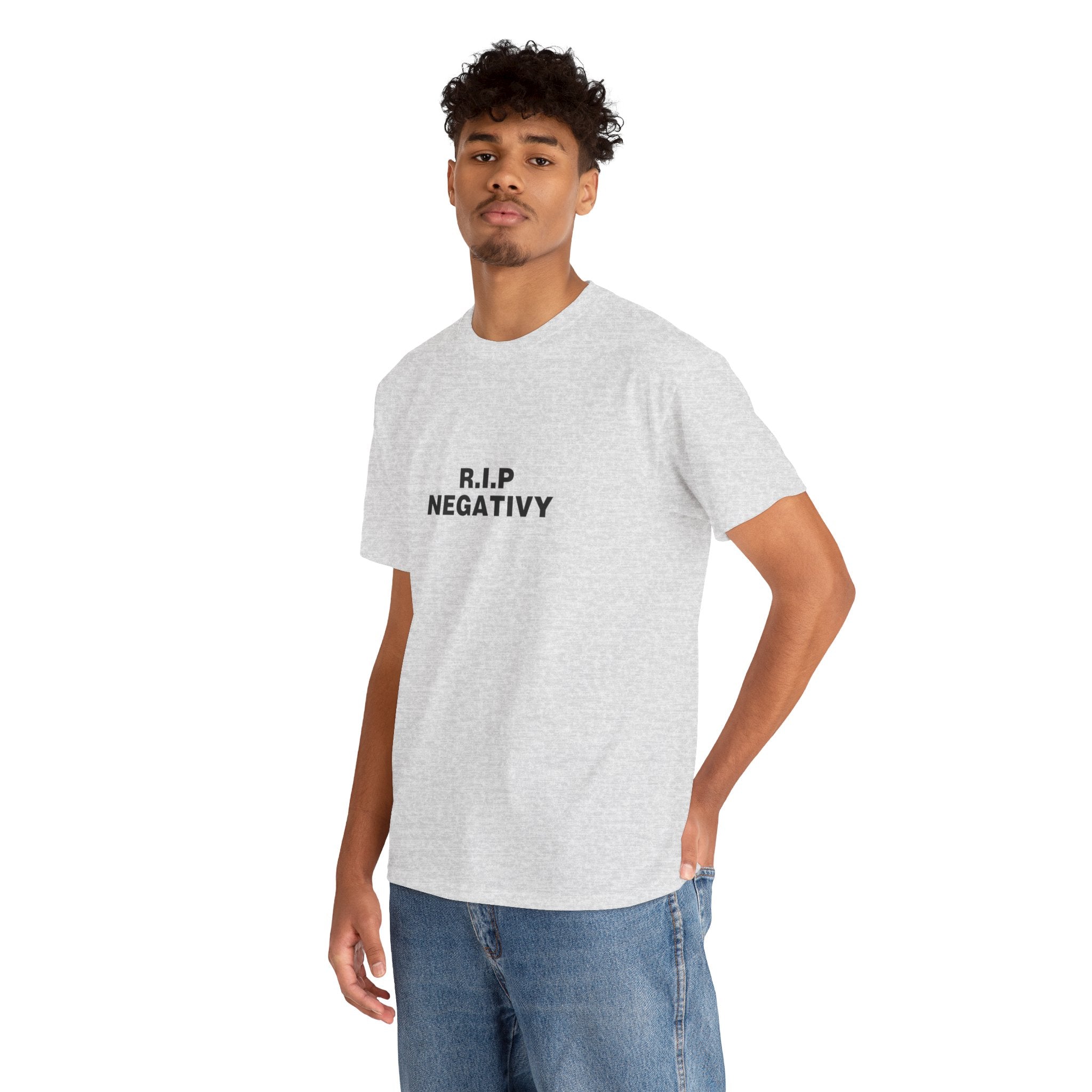 R.I.P. Negativity Unisex Heavy Cotton Tee - Positive Vibes T-Shirt for Everyday Wear