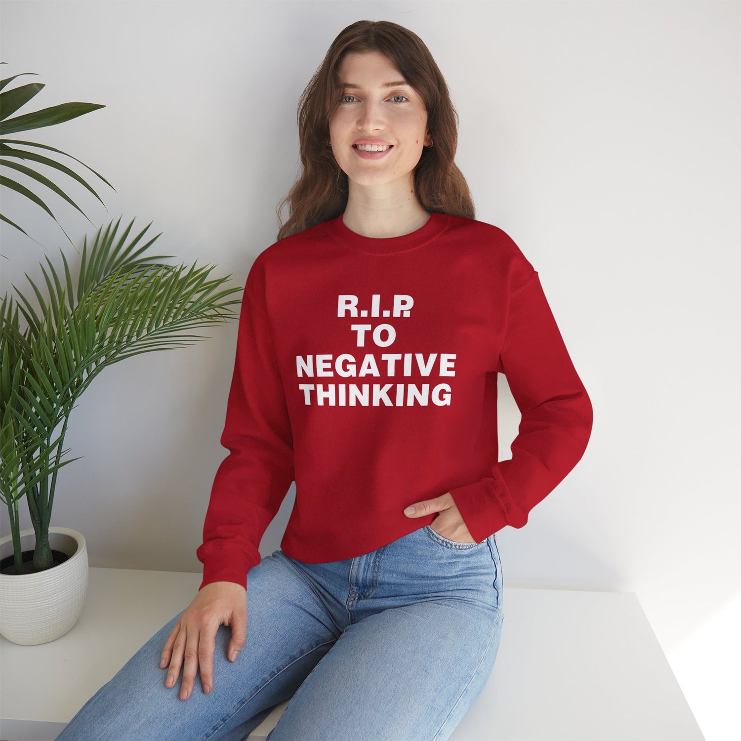 R.I.P. to Negative Thinking Unisex Heavy Blend Crewneck Sweatshirt - Cozy Motivational Apparel