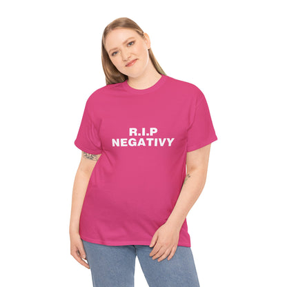 Unisex Heavy Cotton Tee - R.I.P. Negativity Graphic Tee for Positive Vibes