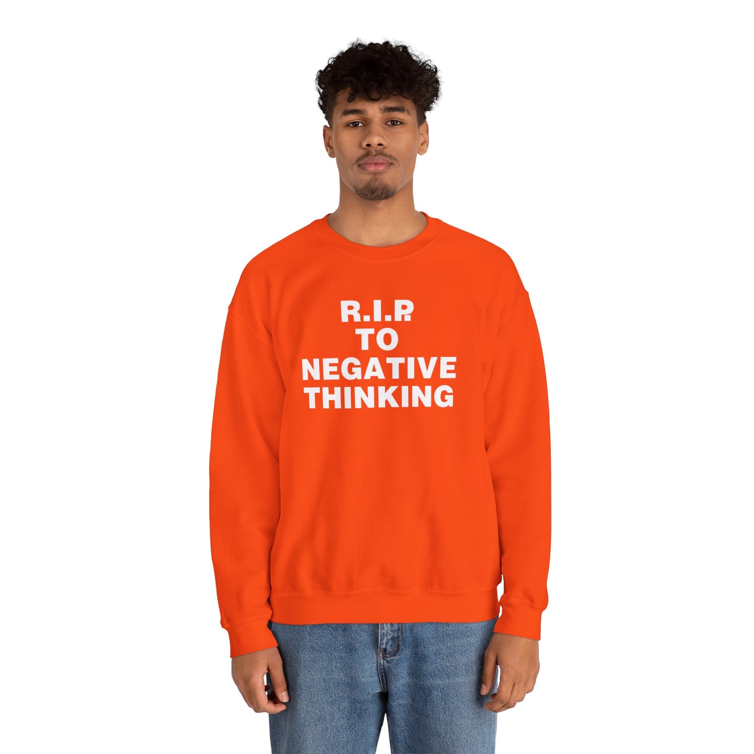 R.I.P. to Negative Thinking Unisex Heavy Blend Crewneck Sweatshirt - Cozy Motivational Apparel