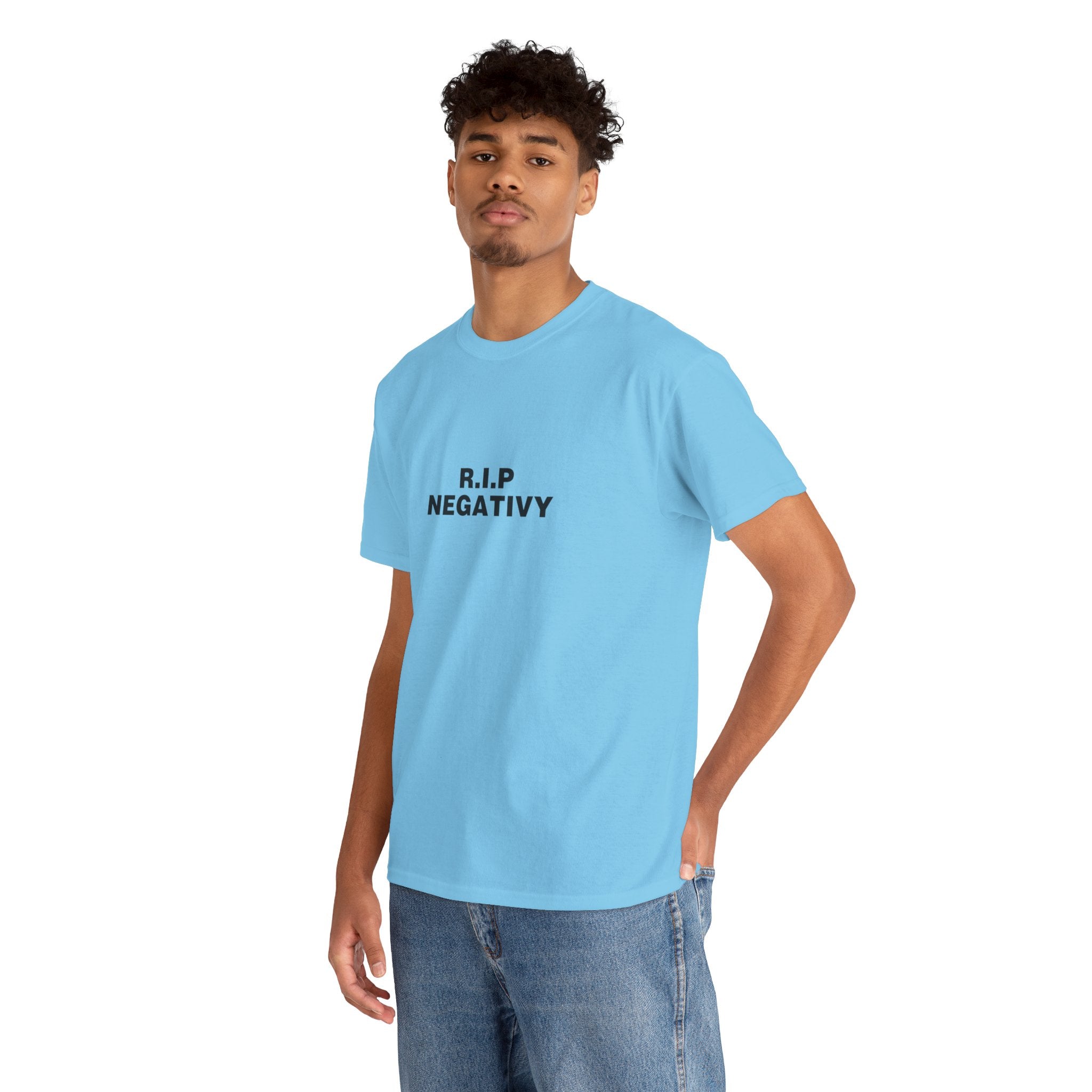 R.I.P. Negativity Unisex Heavy Cotton Tee - Positive Vibes T-Shirt for Everyday Wear