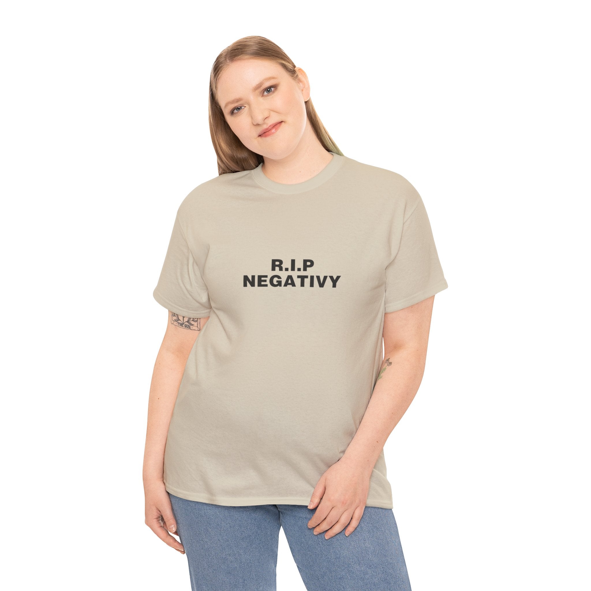 R.I.P. Negativity Unisex Heavy Cotton Tee - Positive Vibes T-Shirt for Everyday Wear