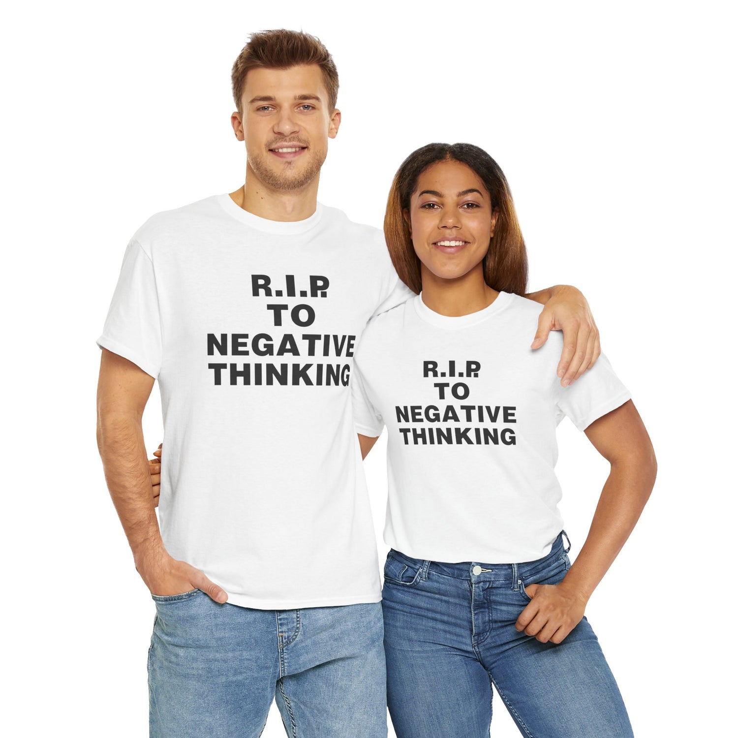 R.I.P. to Negative Thinking Unisex Heavy Cotton Tee - Positive Vibes T-Shirt