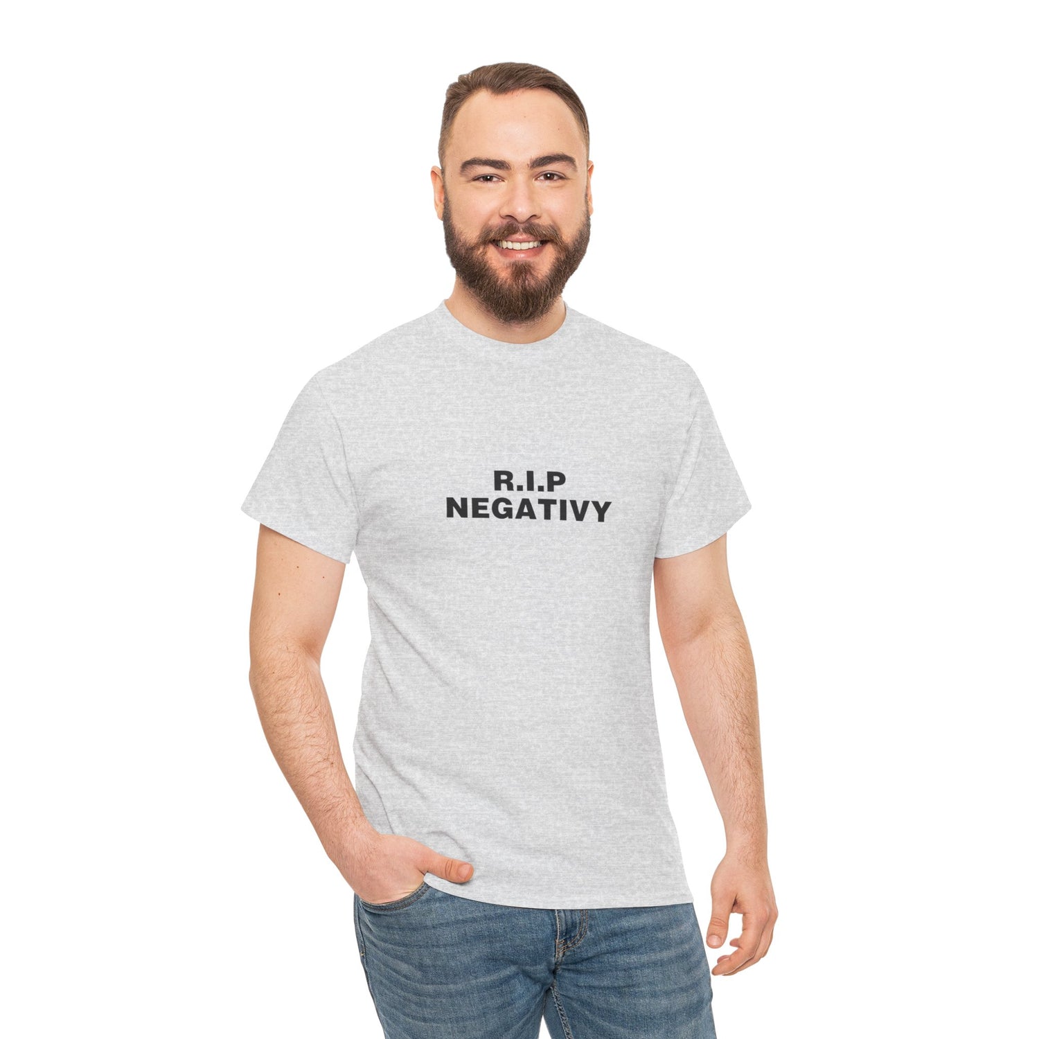 R.I.P. Negativity Unisex Heavy Cotton Tee - Positive Vibes T-Shirt for Everyday Wear