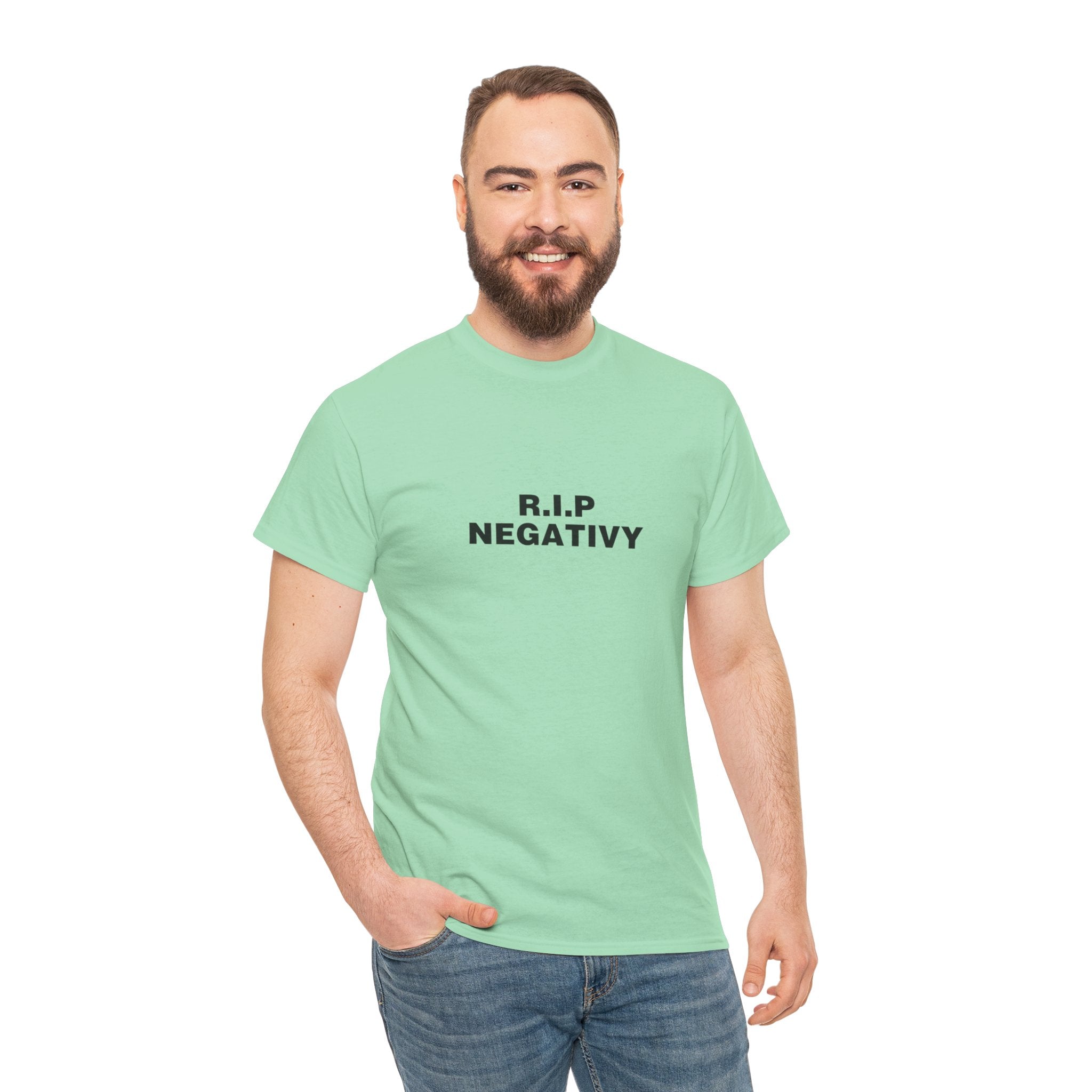 R.I.P. Negativity Unisex Heavy Cotton Tee - Positive Vibes T-Shirt for Everyday Wear