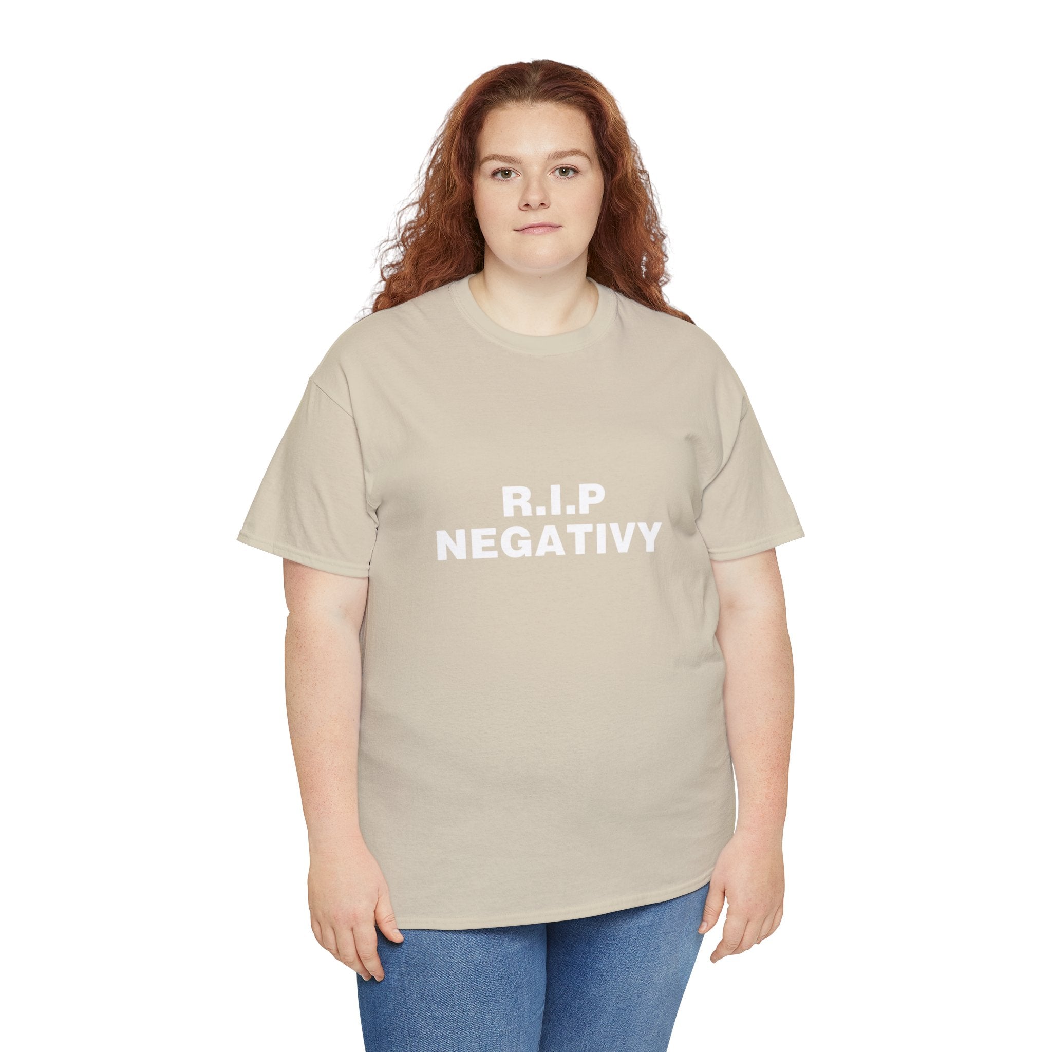 Unisex Heavy Cotton Tee - R.I.P. Negativity Graphic Tee for Positive Vibes